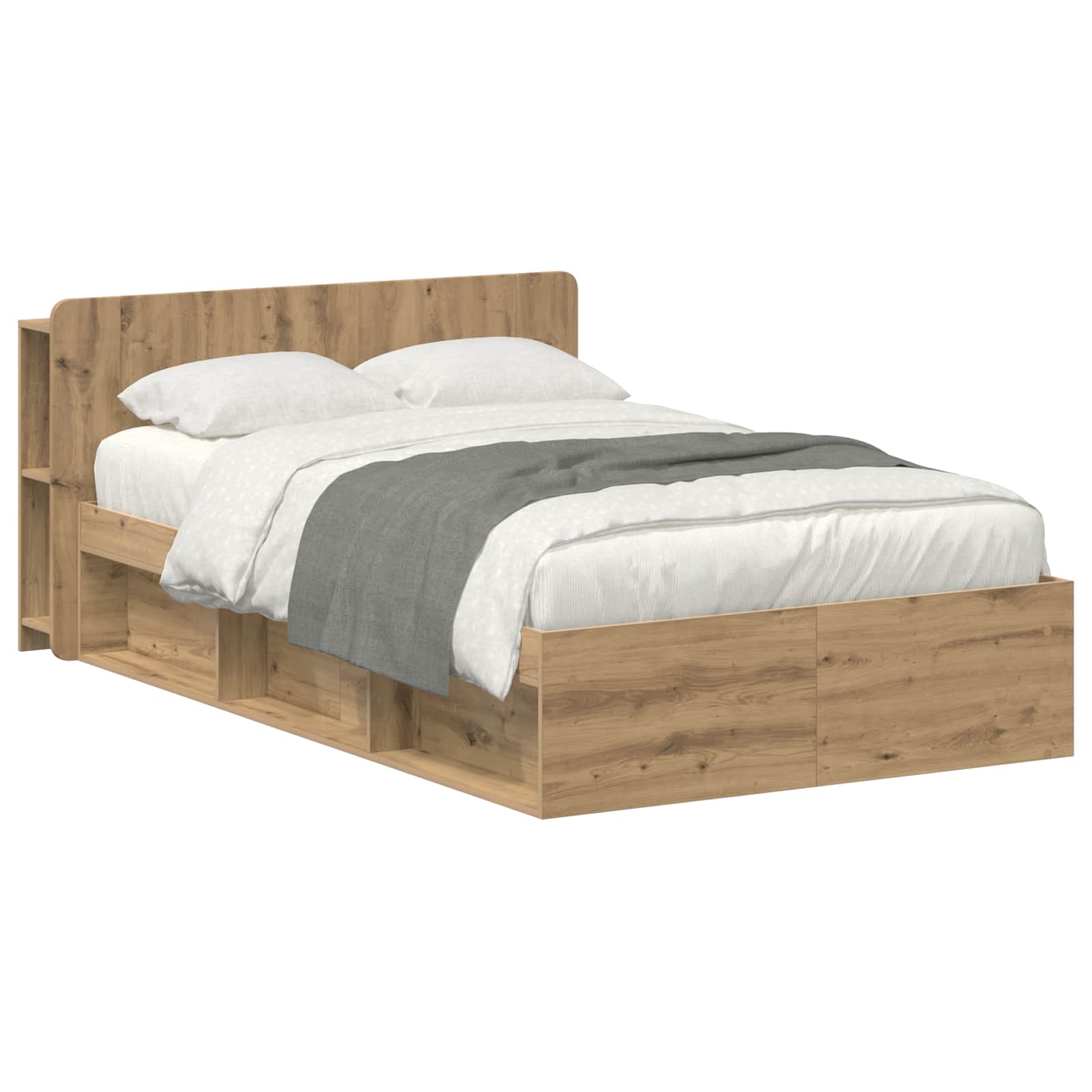 vidaXL Bedframe met opslag Artisanaal eiken 75 x 190 cm Bewerkt hout
