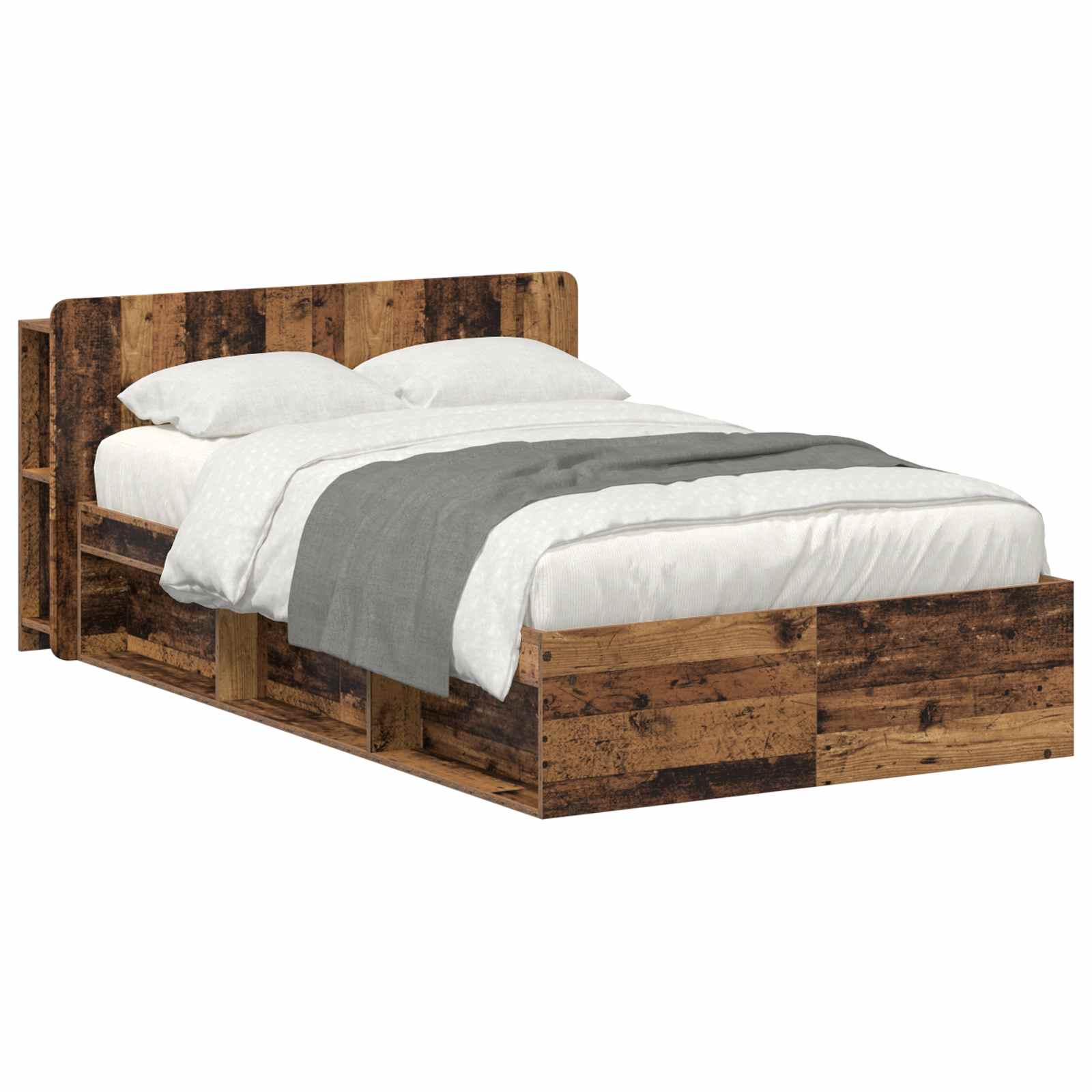 vidaXL Bedframe met opslag Artisanaal eiken 75 x 190 cm Bewerkt hout