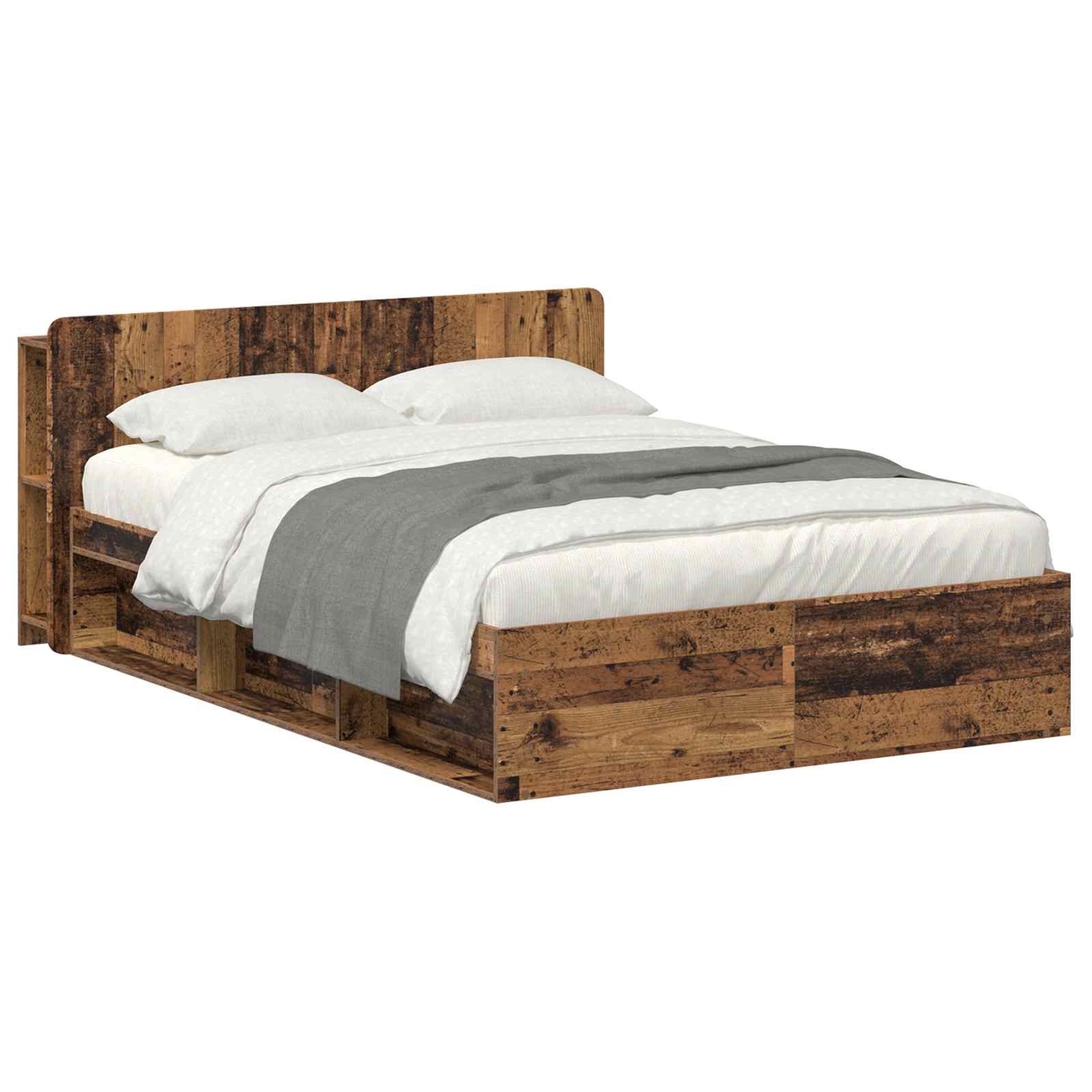 vidaXL Bedframe met opslag Artisanaal eiken 75 x 190 cm Bewerkt hout