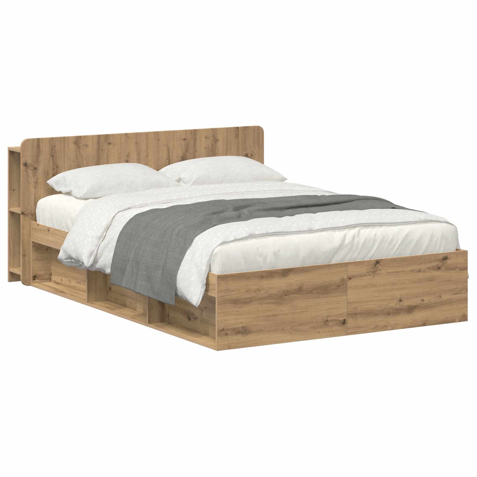 vidaXL Bedframe met opslag Artisanaal eiken 75 x 190 cm Bewerkt hout