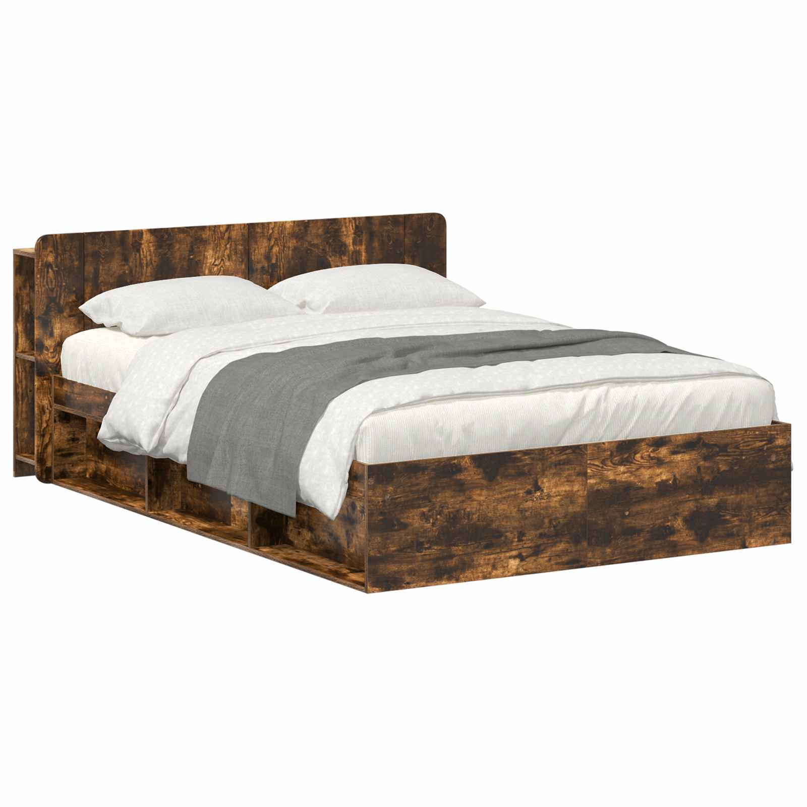 vidaXL Bedframe met opslag Artisanaal eiken 75 x 190 cm Bewerkt hout