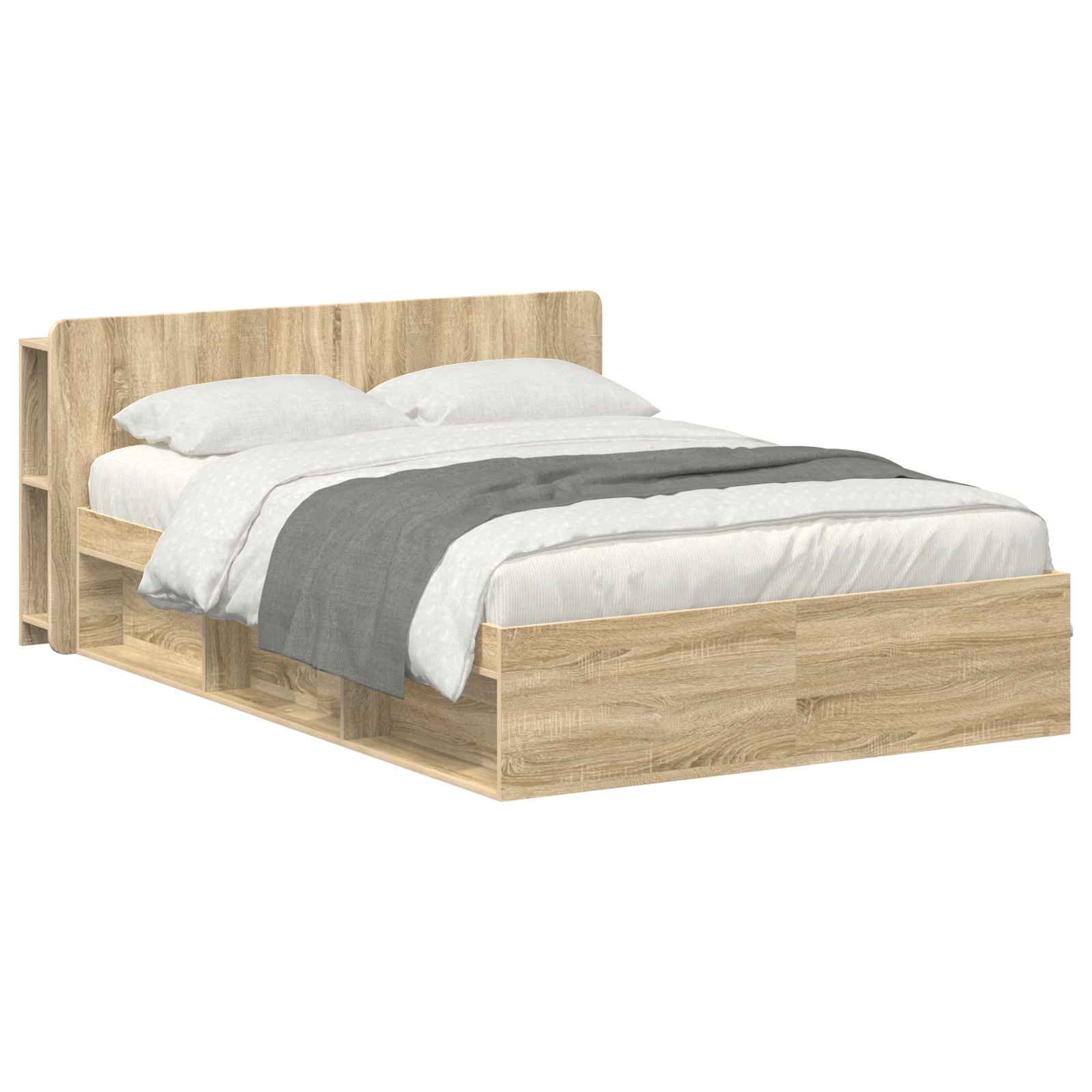 vidaXL Bedframe met opslag Artisanaal eiken 75 x 190 cm Bewerkt hout