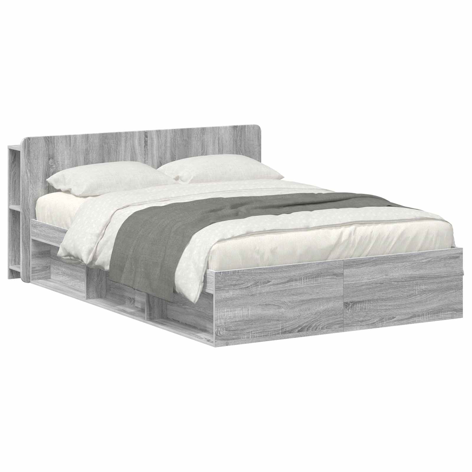 vidaXL Bedframe met opslag Artisanaal eiken 75 x 190 cm Bewerkt hout