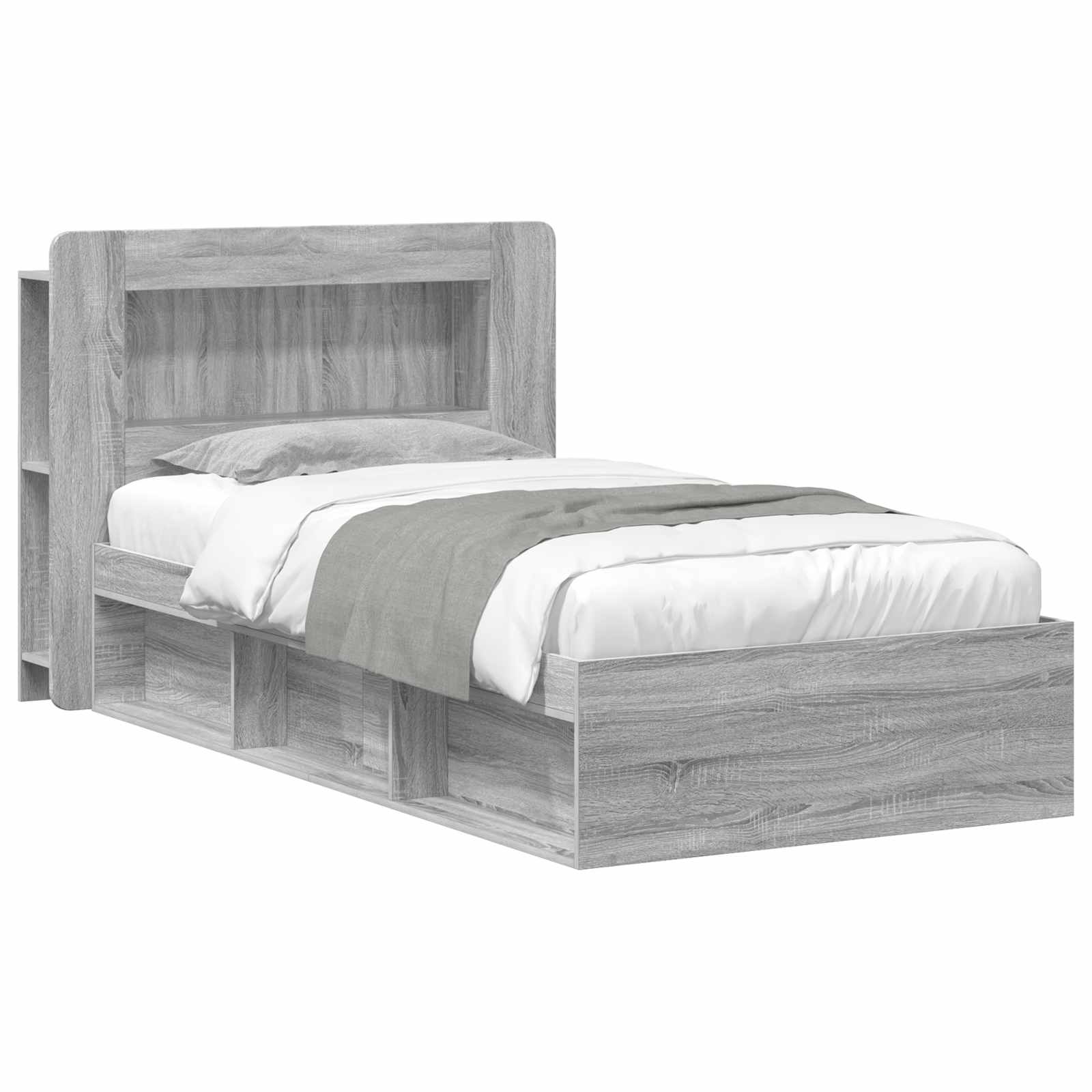 vidaXL Bedframe met opslag Artisanaal eiken 75 x 190 cm Bewerkt hout