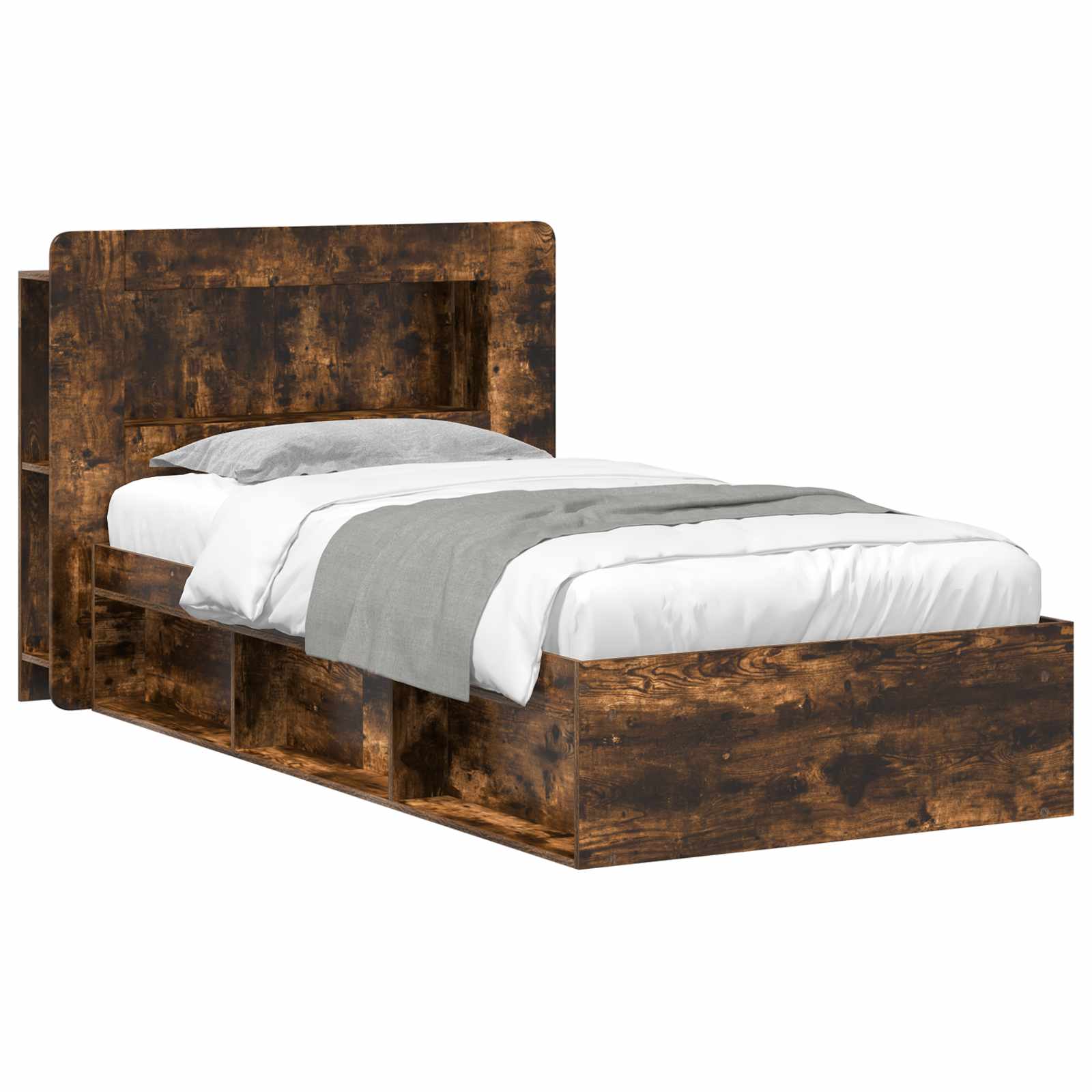 vidaXL Bedframe met opslag Artisanaal eiken 75 x 190 cm Bewerkt hout
