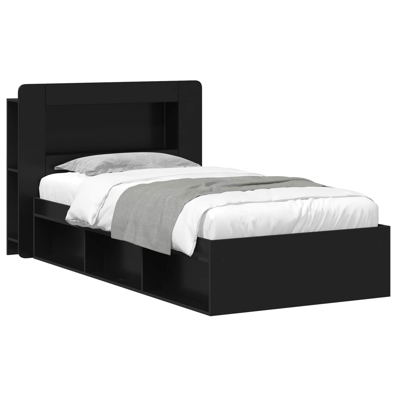 vidaXL Bedframe met opslag Artisanaal eiken 75 x 190 cm Bewerkt hout