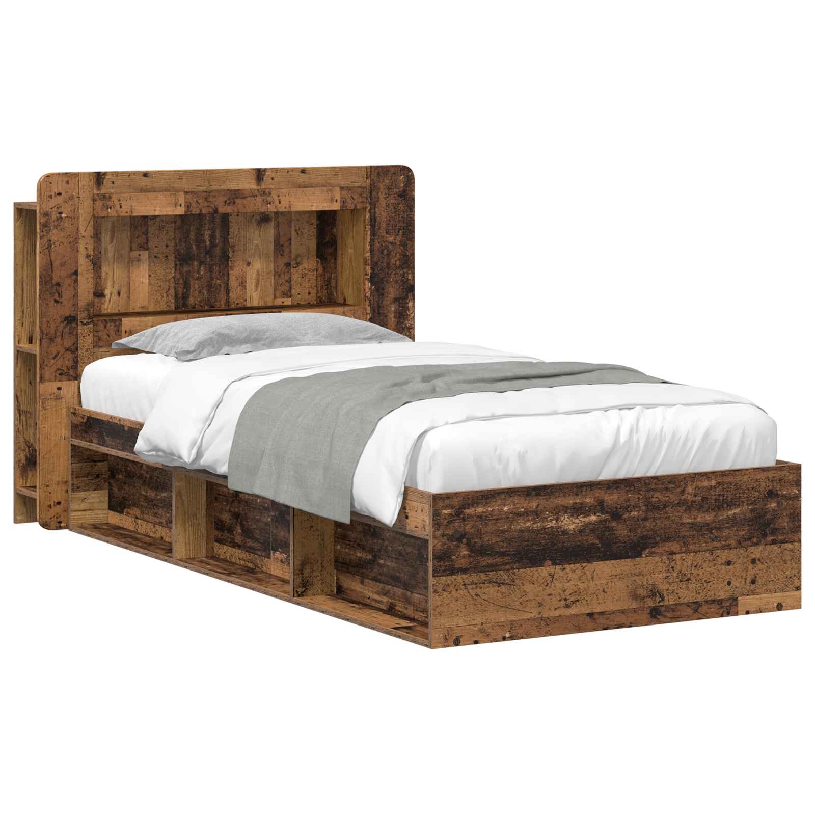 vidaXL Bedframe met opslag Artisanaal eiken 75 x 190 cm Bewerkt hout