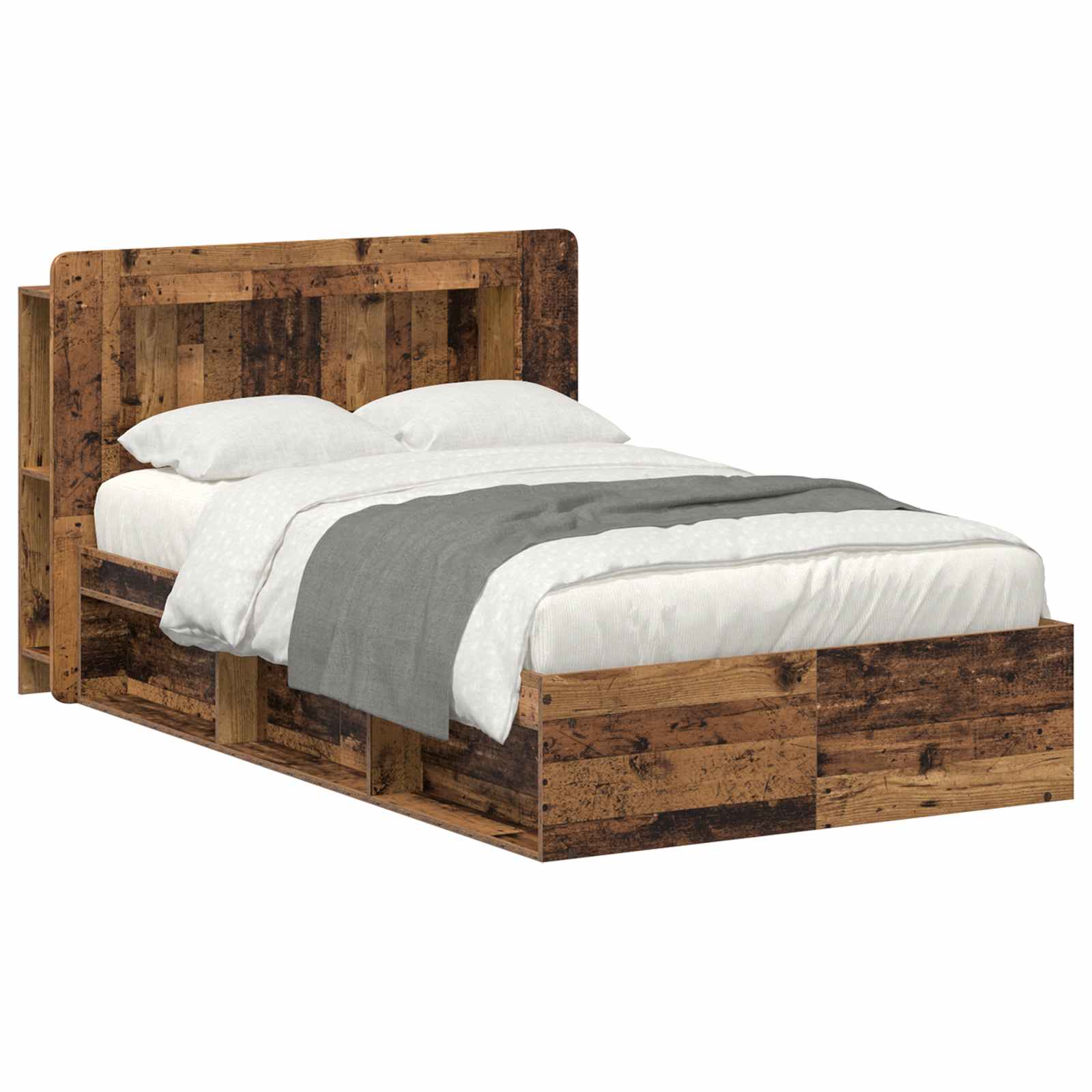 vidaXL Bedframe met opslag Artisanaal eiken 75 x 190 cm Bewerkt hout