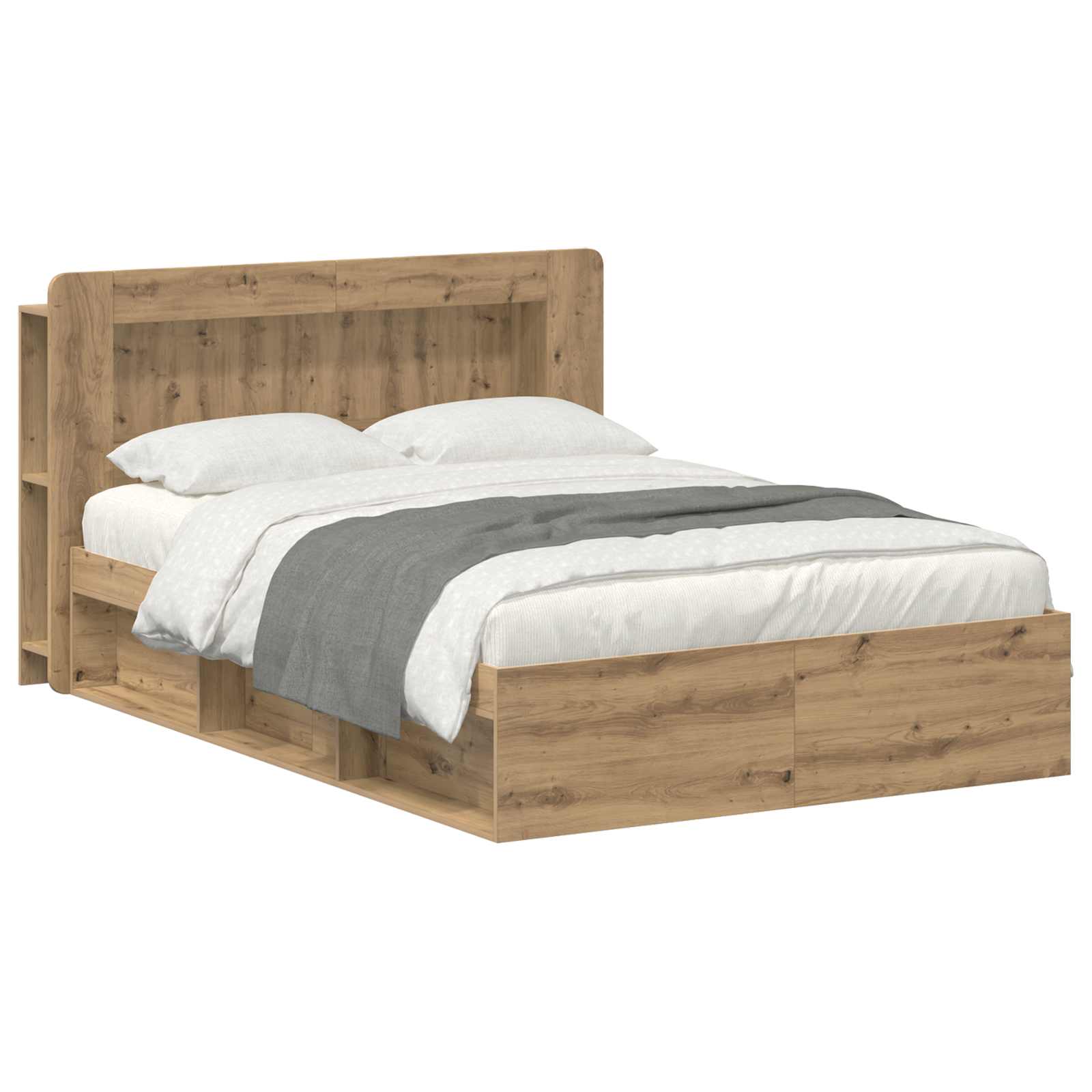 vidaXL Bedframe met opslag Artisanaal eiken 75 x 190 cm Bewerkt hout