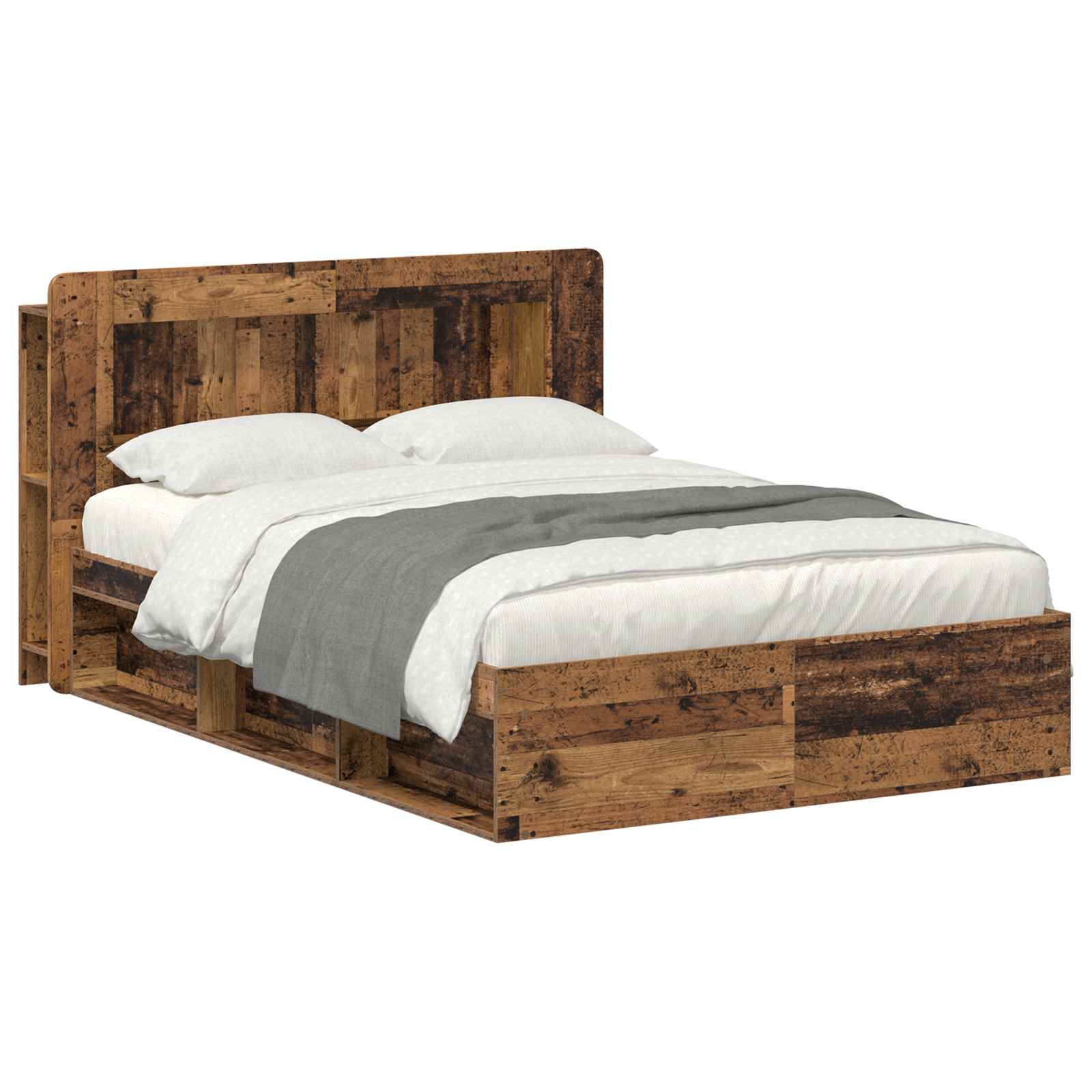 vidaXL Bedframe met opslag Artisanaal eiken 75 x 190 cm Bewerkt hout