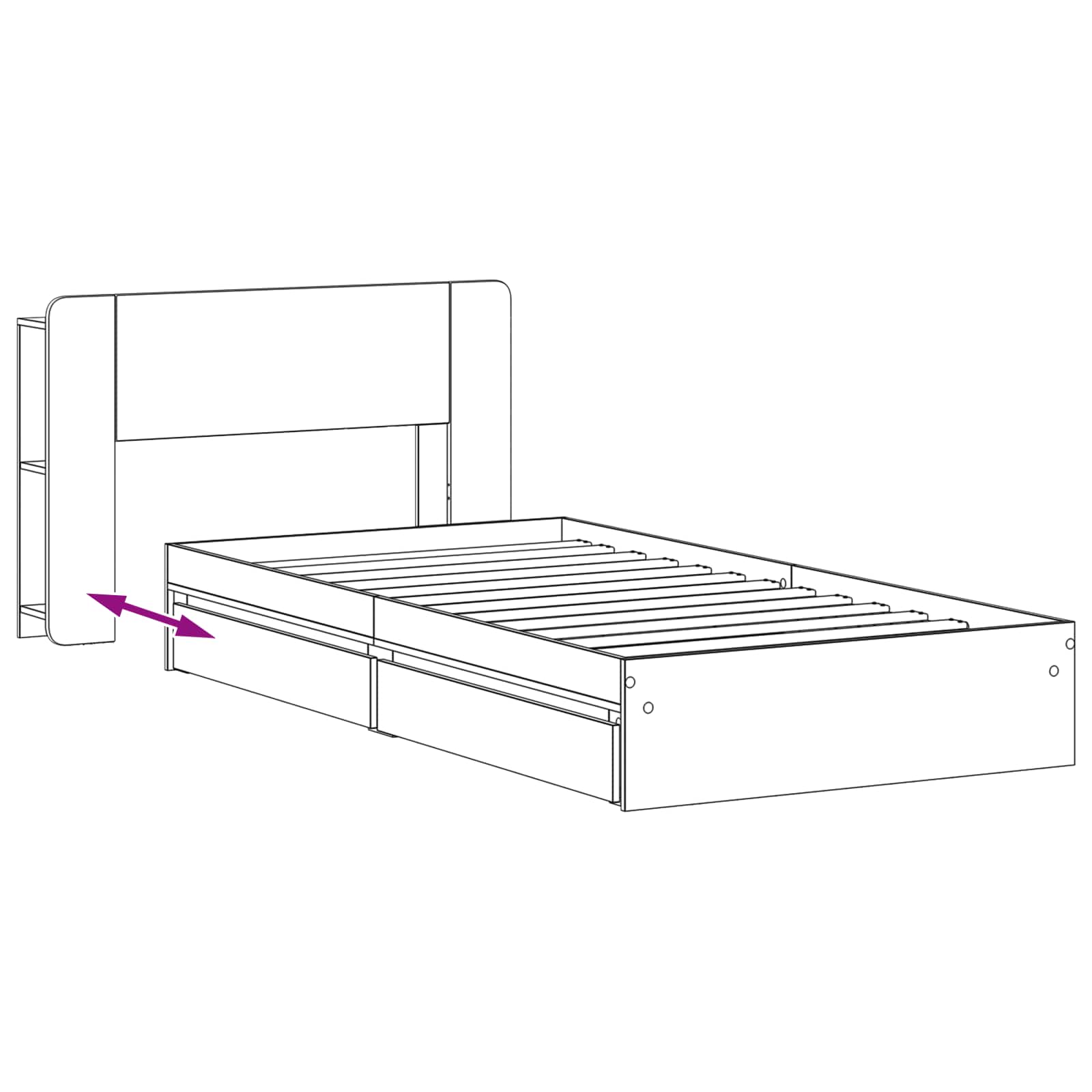vidaXL Bedframe met opslag Bewerkt hout