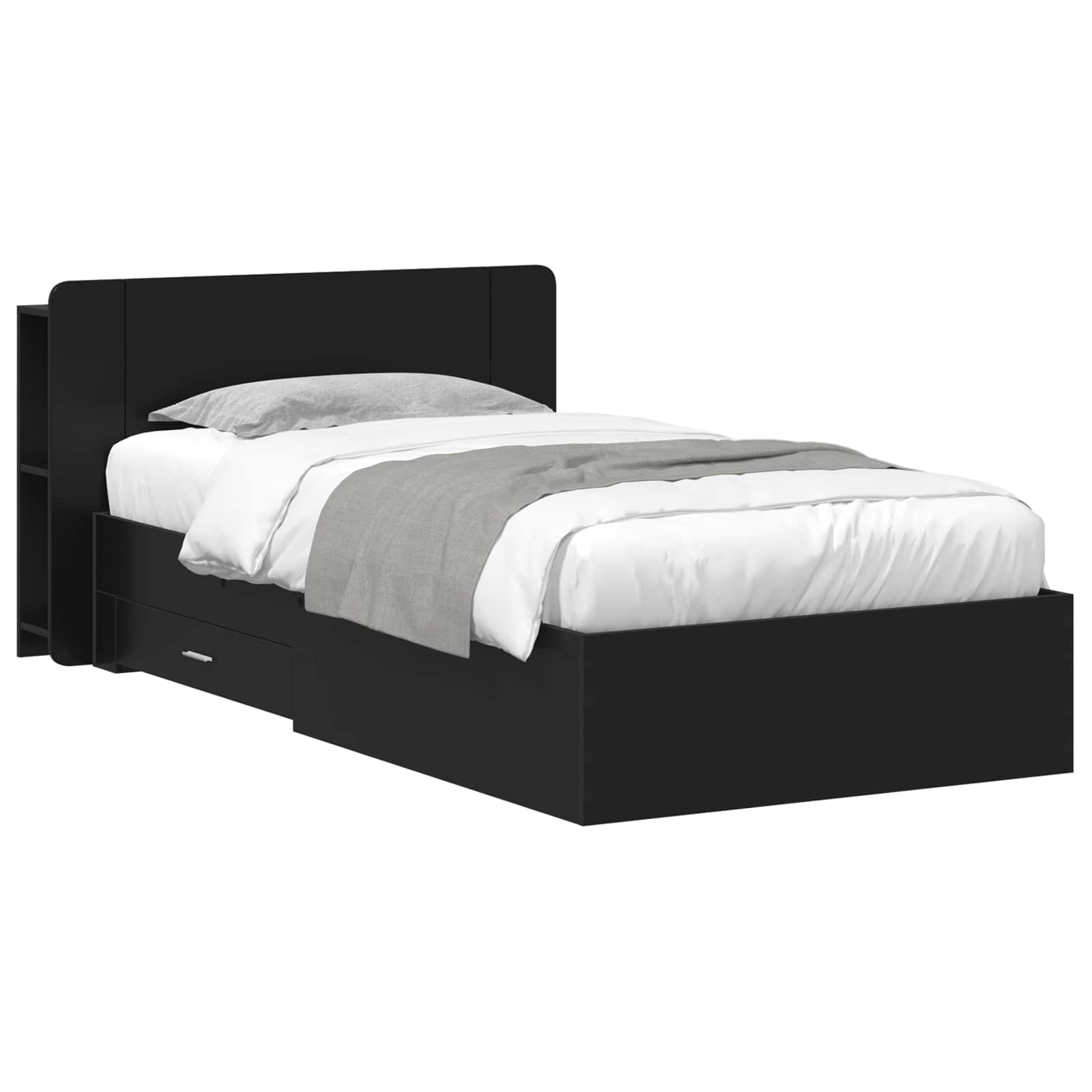vidaXL Bedframe met opbergruimte en hoofdbord Zwart 180 x 200 cm