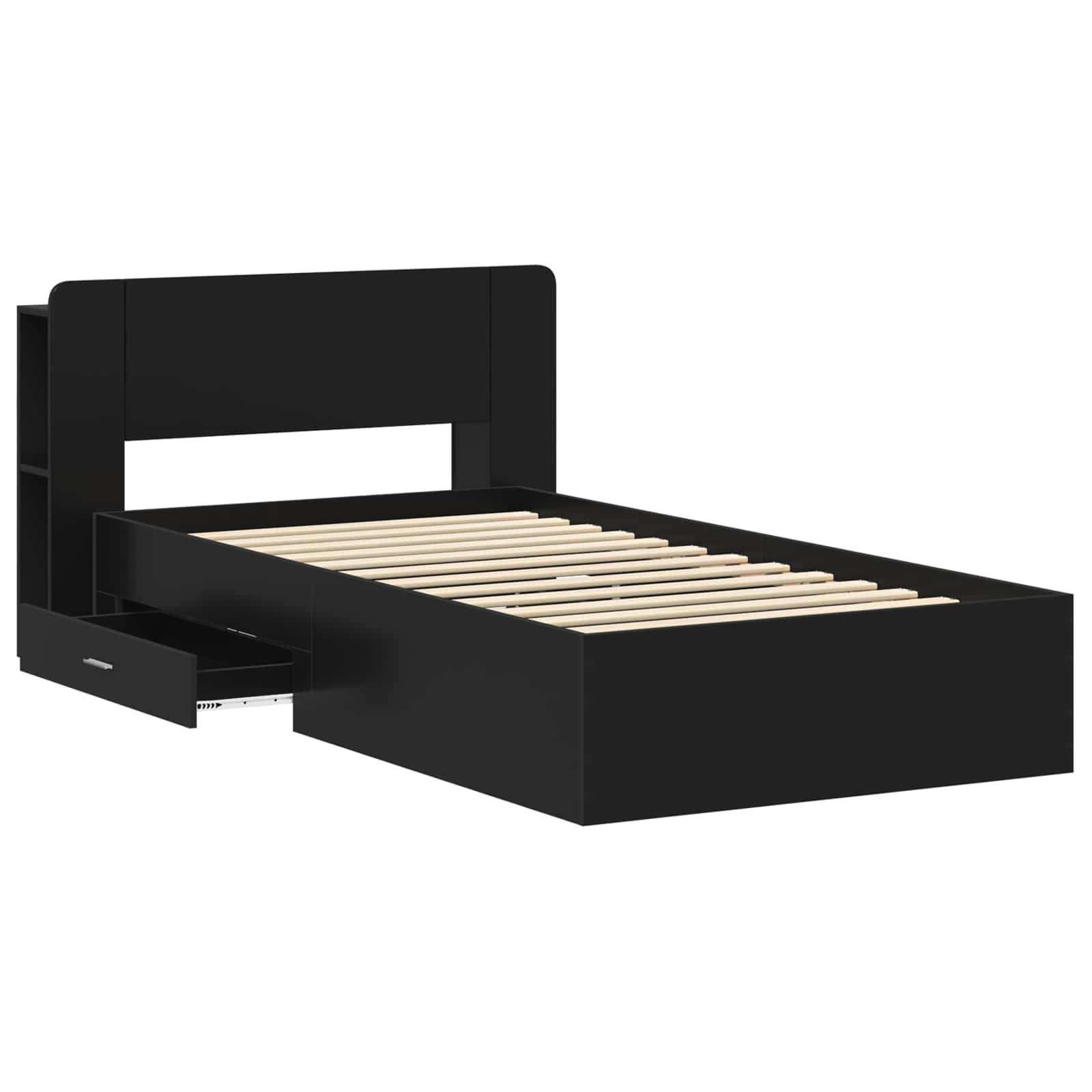 vidaXL Bedframe met opbergruimte en hoofdbord Zwart 180 x 200 cm