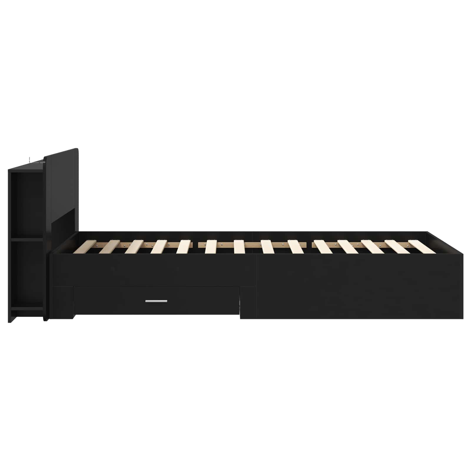 vidaXL Bedframe met opbergruimte en hoofdbord Zwart 180 x 200 cm