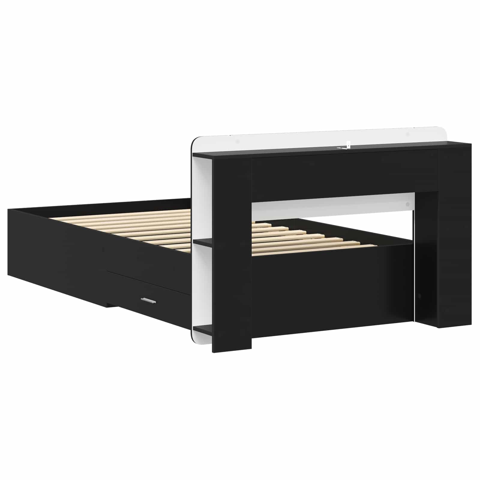 vidaXL Bedframe met opbergruimte en hoofdbord Zwart 180 x 200 cm