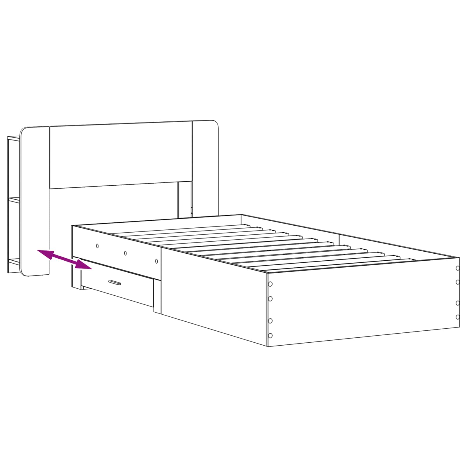 vidaXL Bedframe met opbergruimte en hoofdbord Zwart 180 x 200 cm