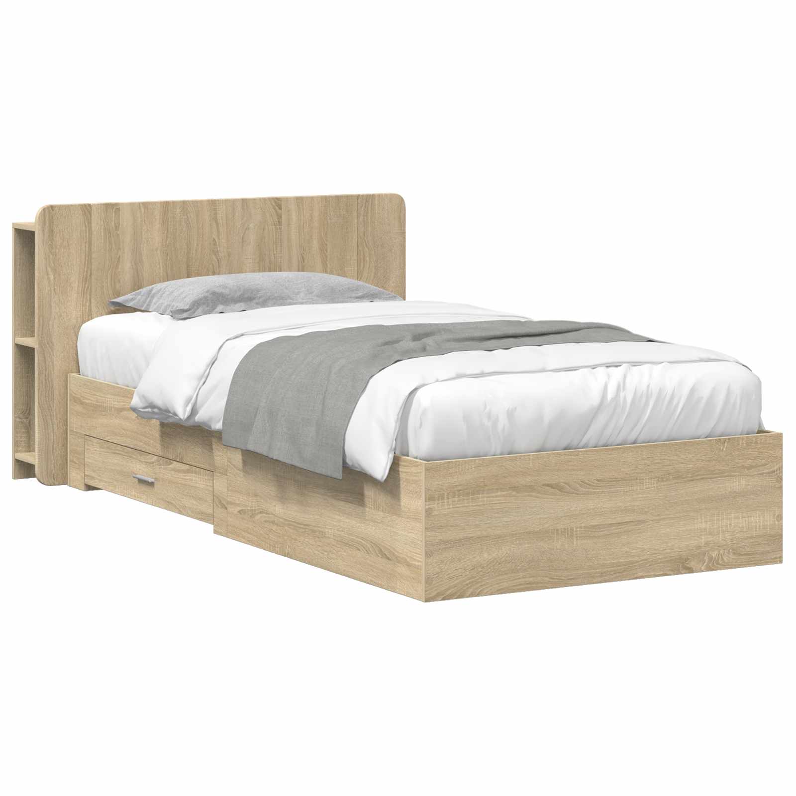 vidaXL Bedframe met opbergruimte en hoofdbord Zwart 180 x 200 cm