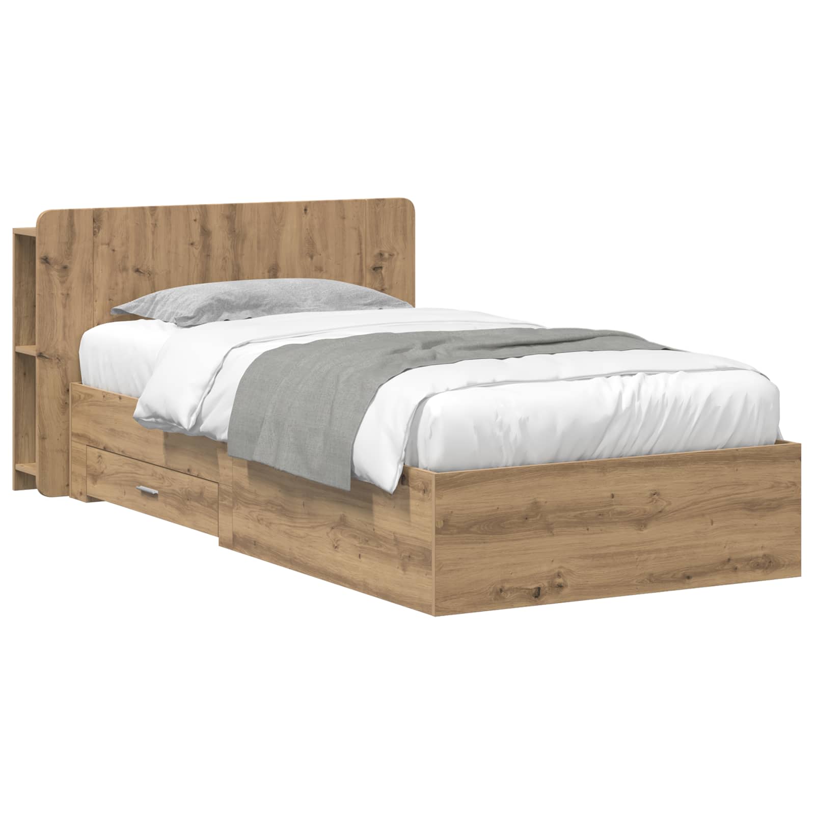 vidaXL Bedframe met opbergruimte en hoofdbord Zwart 180 x 200 cm