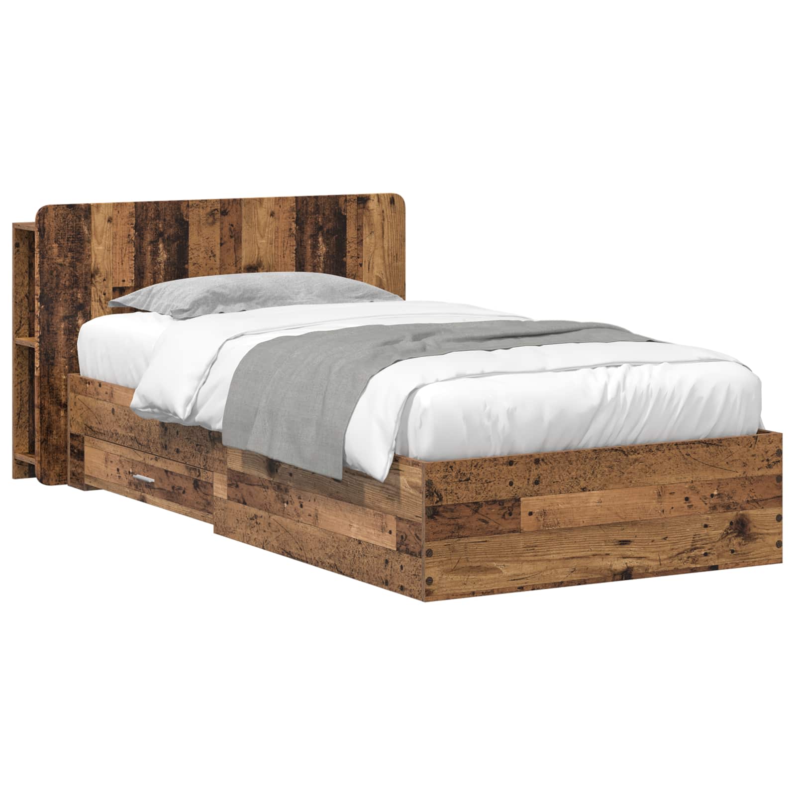 vidaXL Bedframe met opbergruimte en hoofdbord Zwart 180 x 200 cm