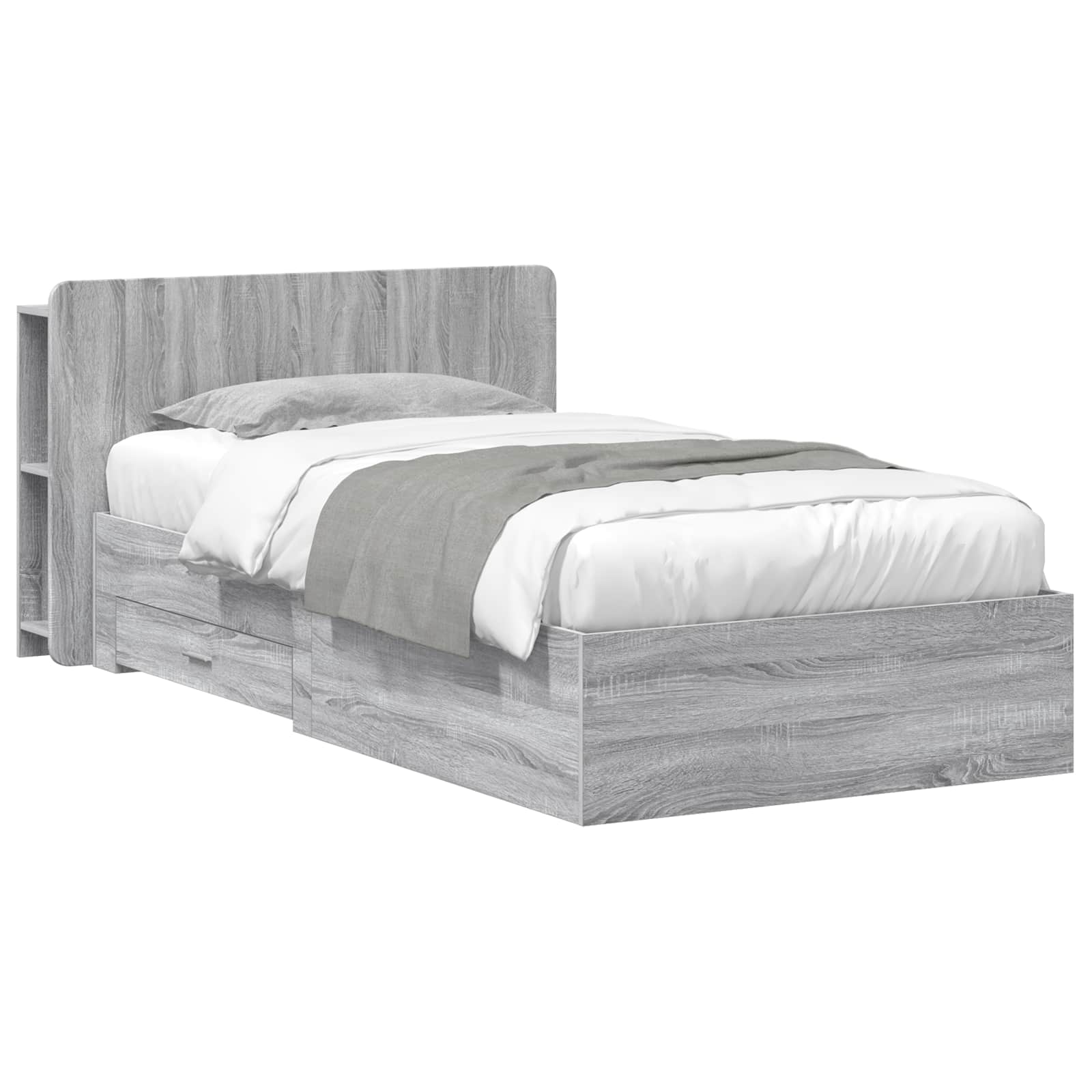 vidaXL Bedframe met opbergruimte en hoofdbord Zwart 180 x 200 cm