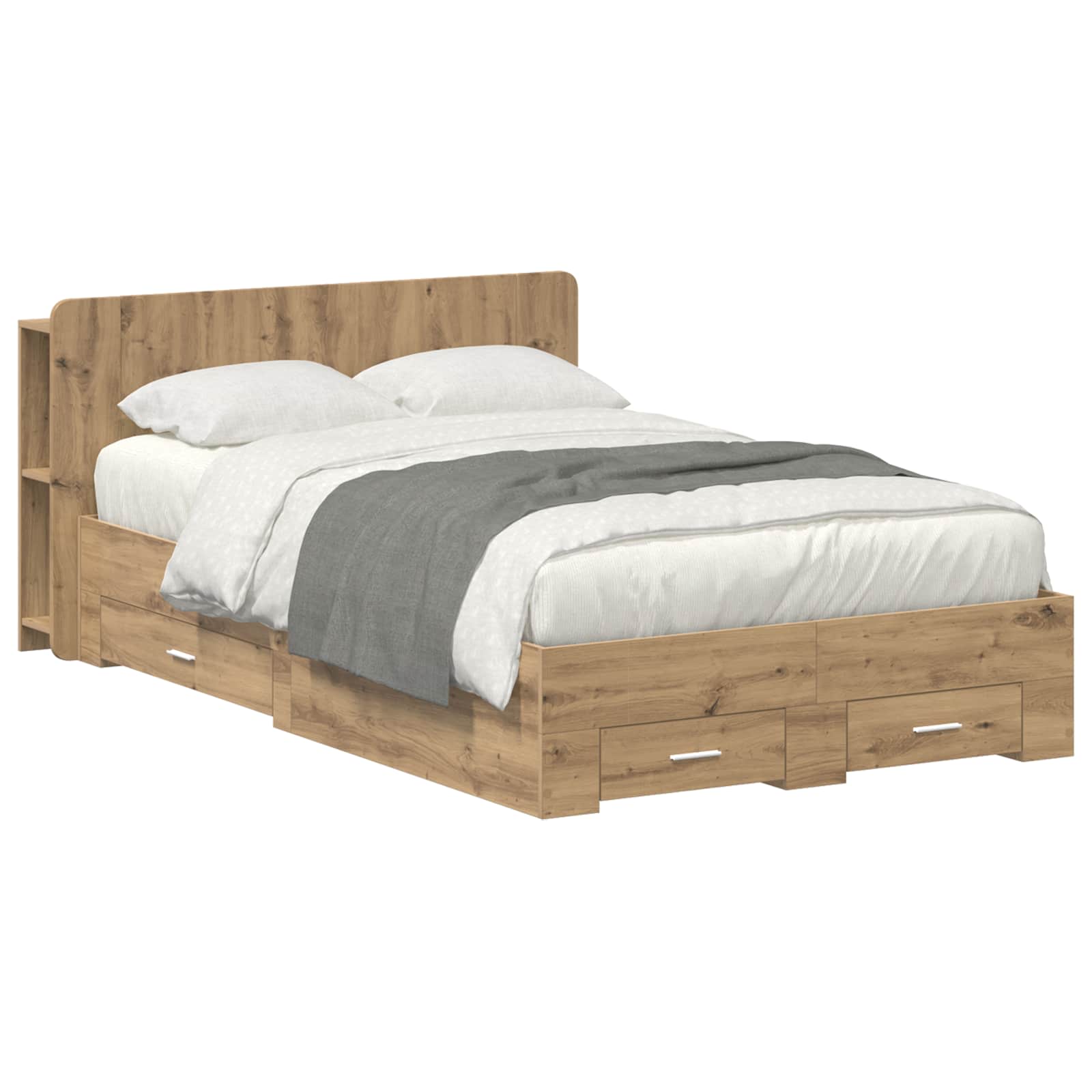 vidaXL Bedframe met opbergruimte en hoofdbord Zwart 180 x 200 cm
