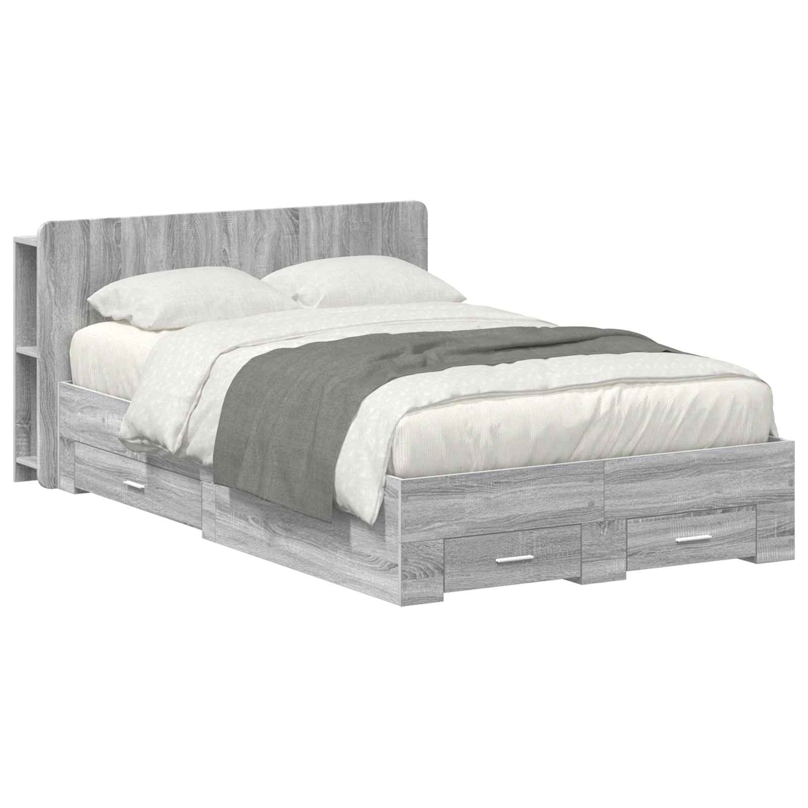 vidaXL Bedframe met opbergruimte en hoofdbord Zwart 180 x 200 cm