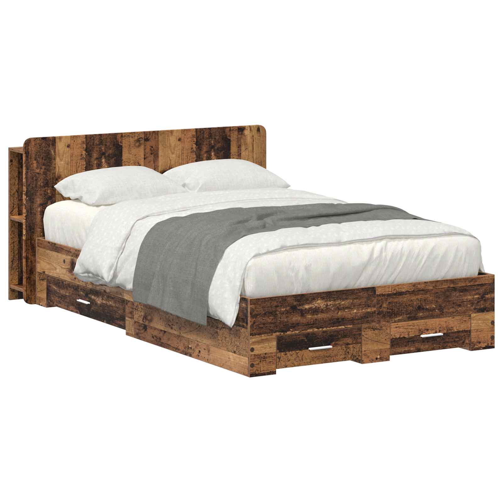 vidaXL Bedframe met opbergruimte en hoofdbord Zwart 180 x 200 cm