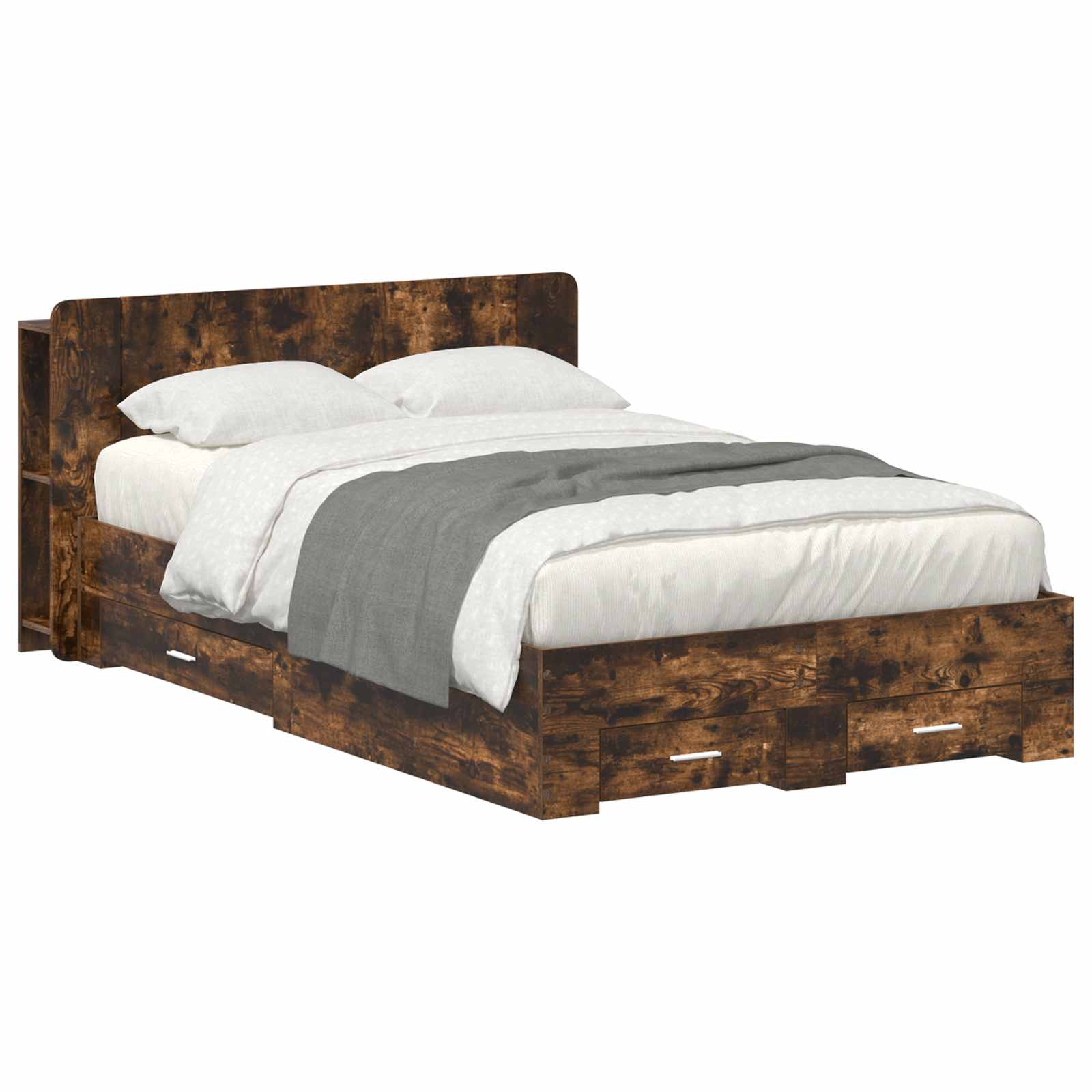 vidaXL Bedframe met opbergruimte en hoofdbord Zwart 180 x 200 cm