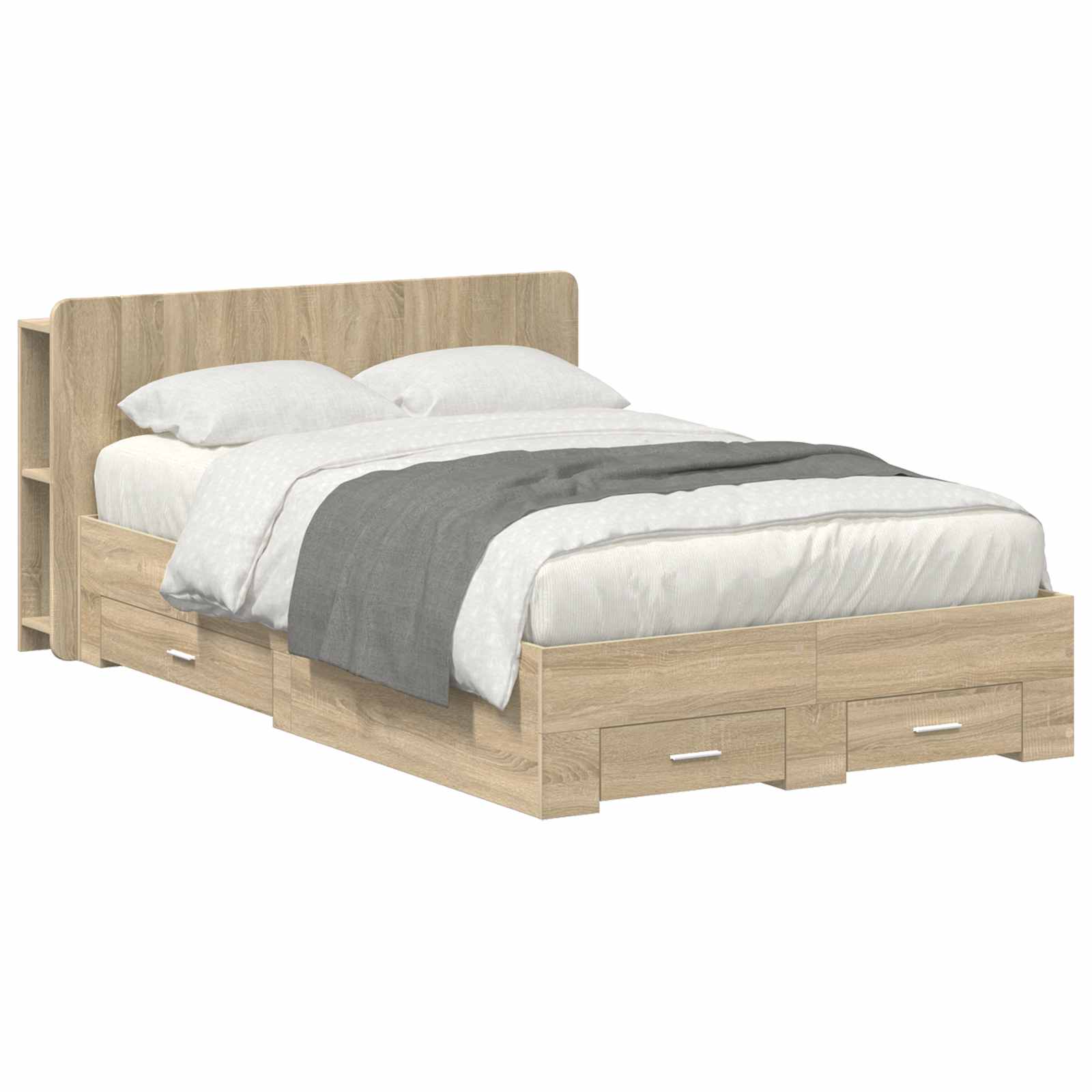 vidaXL Bedframe met opbergruimte en hoofdbord Zwart 180 x 200 cm
