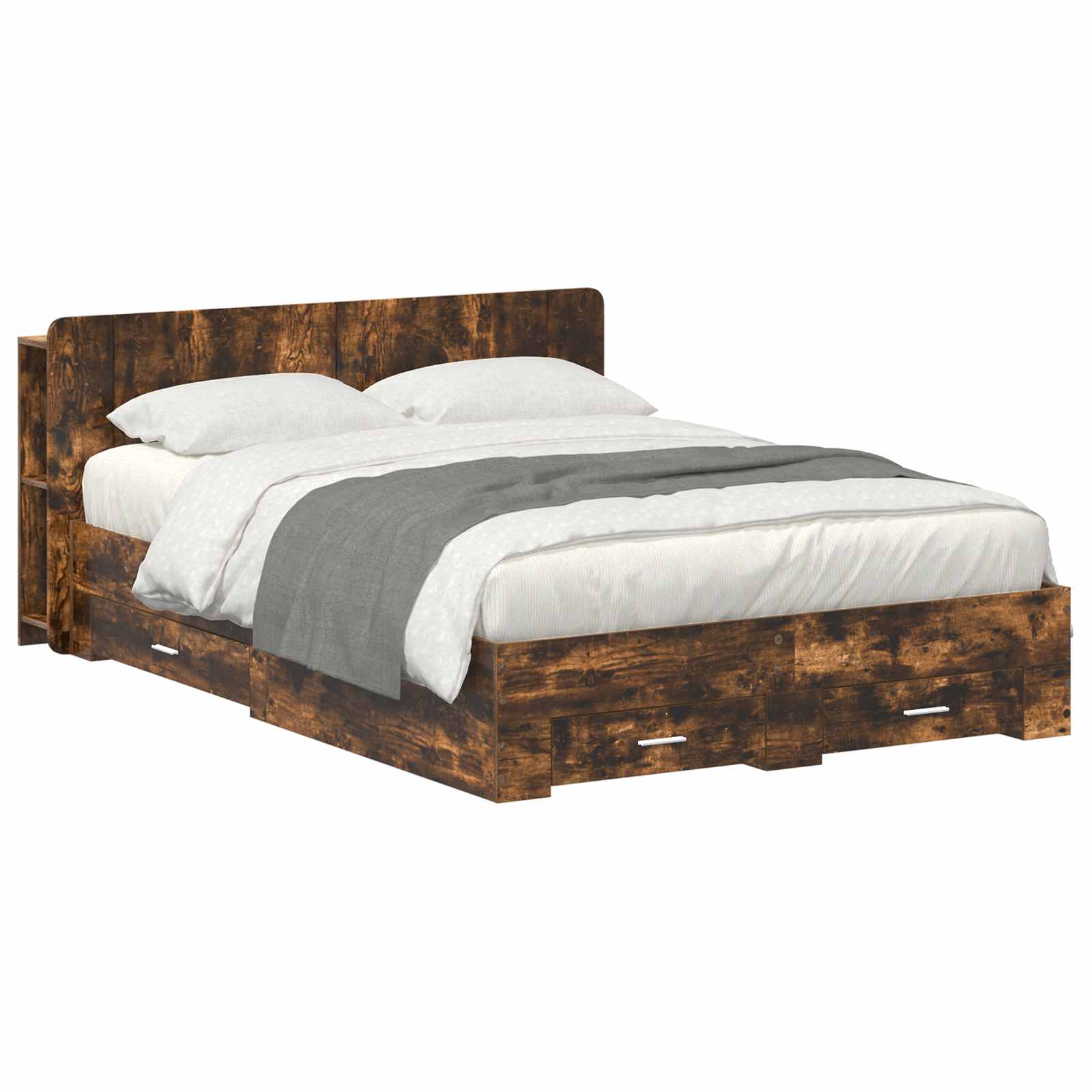 vidaXL Bedframe met opbergruimte en hoofdbord Zwart 180 x 200 cm