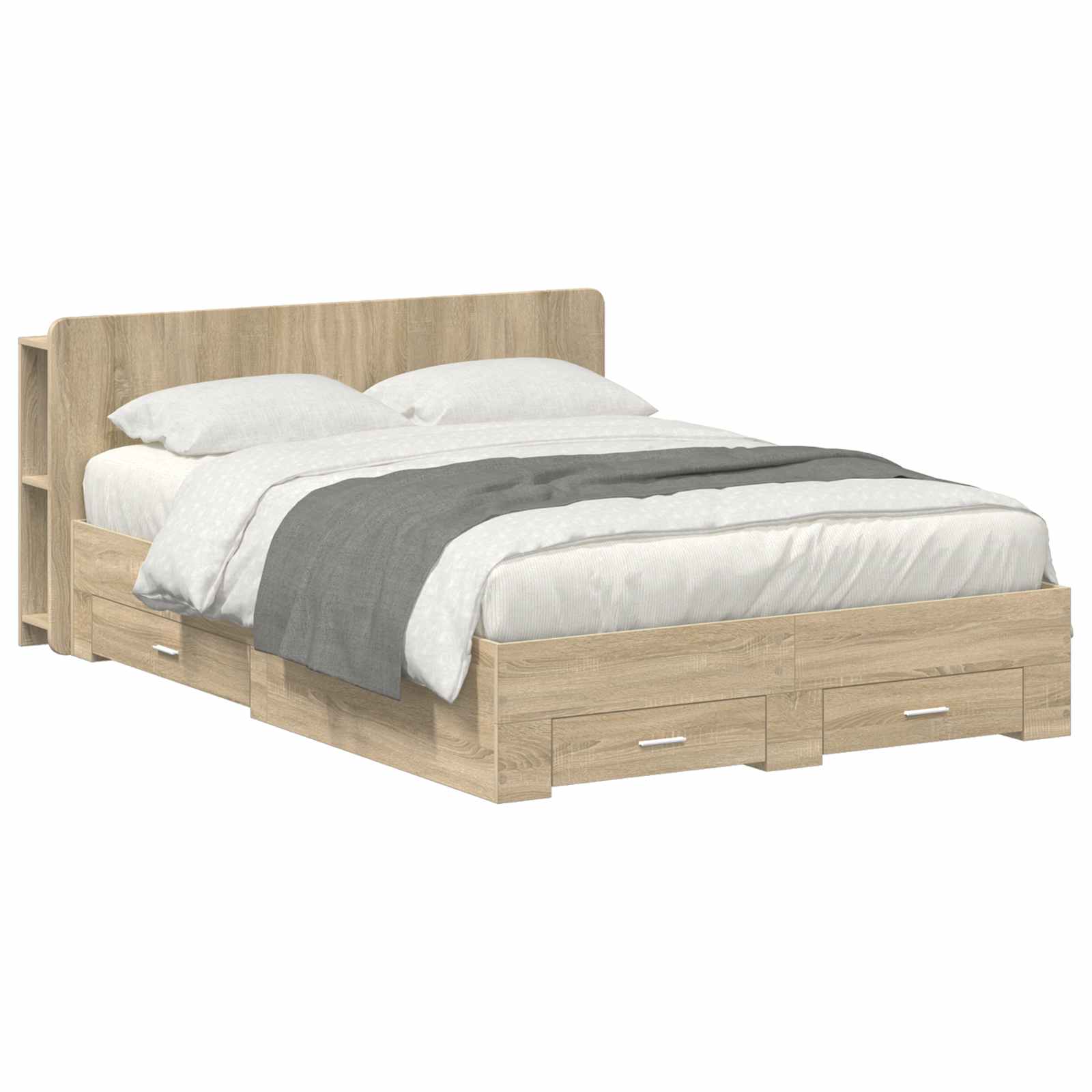 vidaXL Bedframe met opbergruimte en hoofdbord Zwart 180 x 200 cm