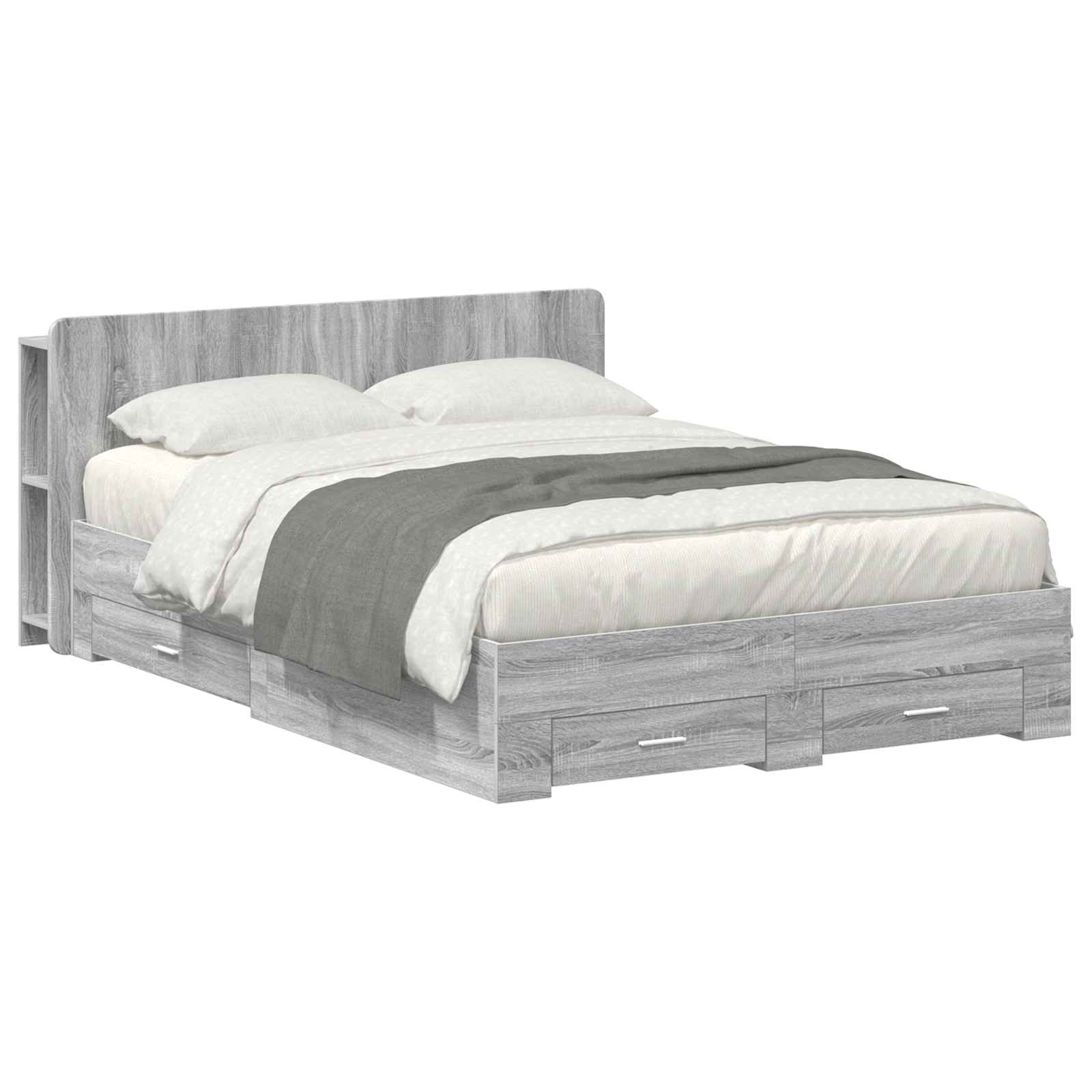 vidaXL Bedframe met opbergruimte en hoofdbord Zwart 180 x 200 cm