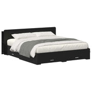 vidaXL Bedframe met opbergruimte en hoofdbord Zwart 180 x 200 cm