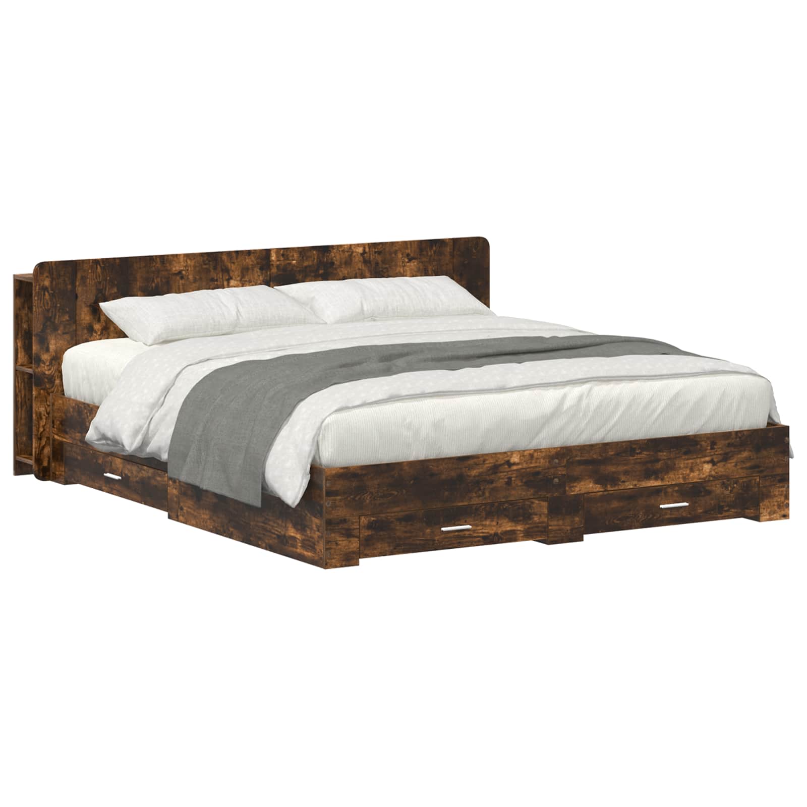 vidaXL Bedframe met opbergruimte en hoofdbord Zwart 180 x 200 cm