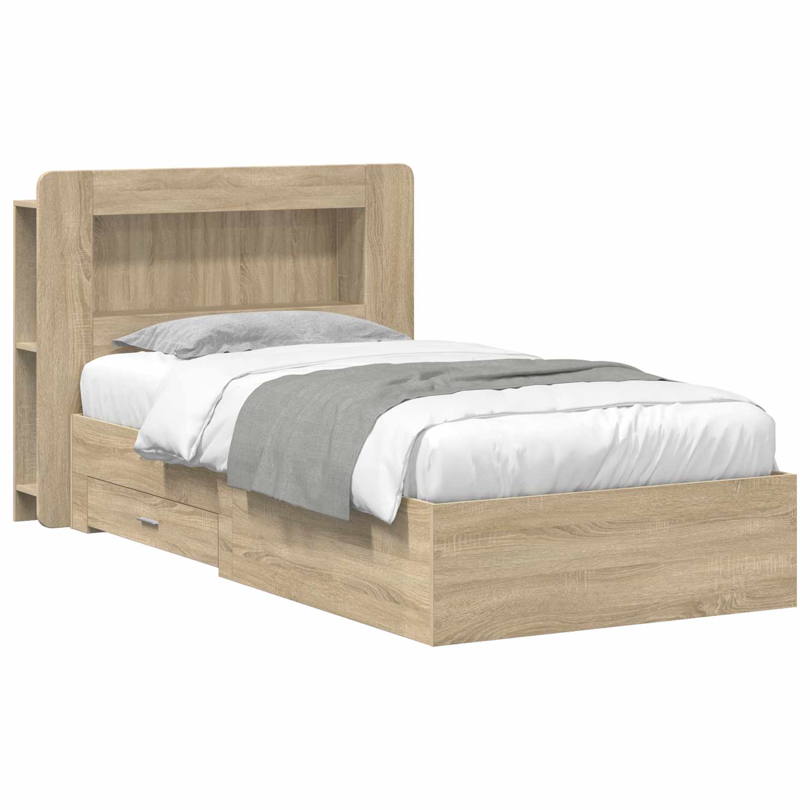 vidaXL Bedframe met opbergruimte en hoofdbord Zwart 180 x 200 cm