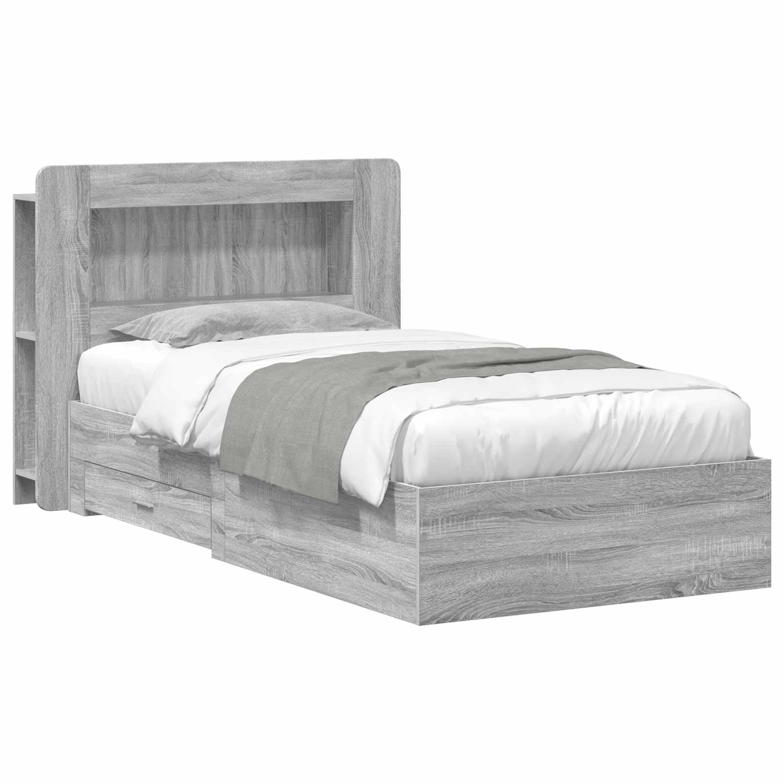 vidaXL Bedframe met opbergruimte en hoofdbord Zwart 180 x 200 cm