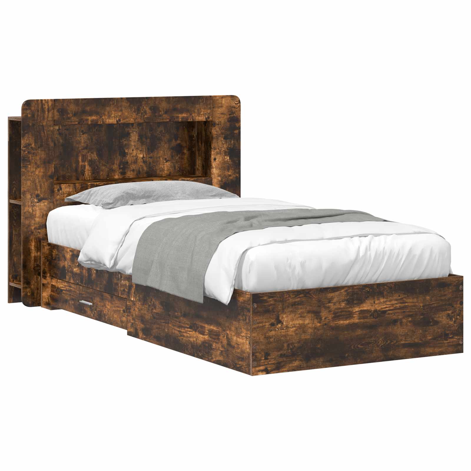 vidaXL Bedframe met opbergruimte en hoofdbord Zwart 180 x 200 cm