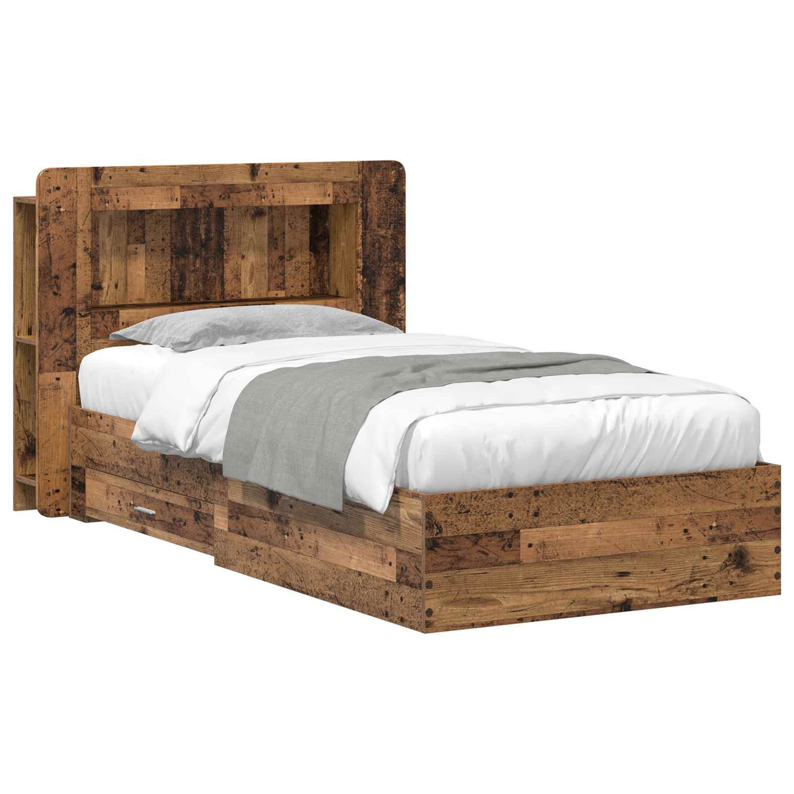 vidaXL Bedframe met opbergruimte en hoofdbord Zwart 180 x 200 cm