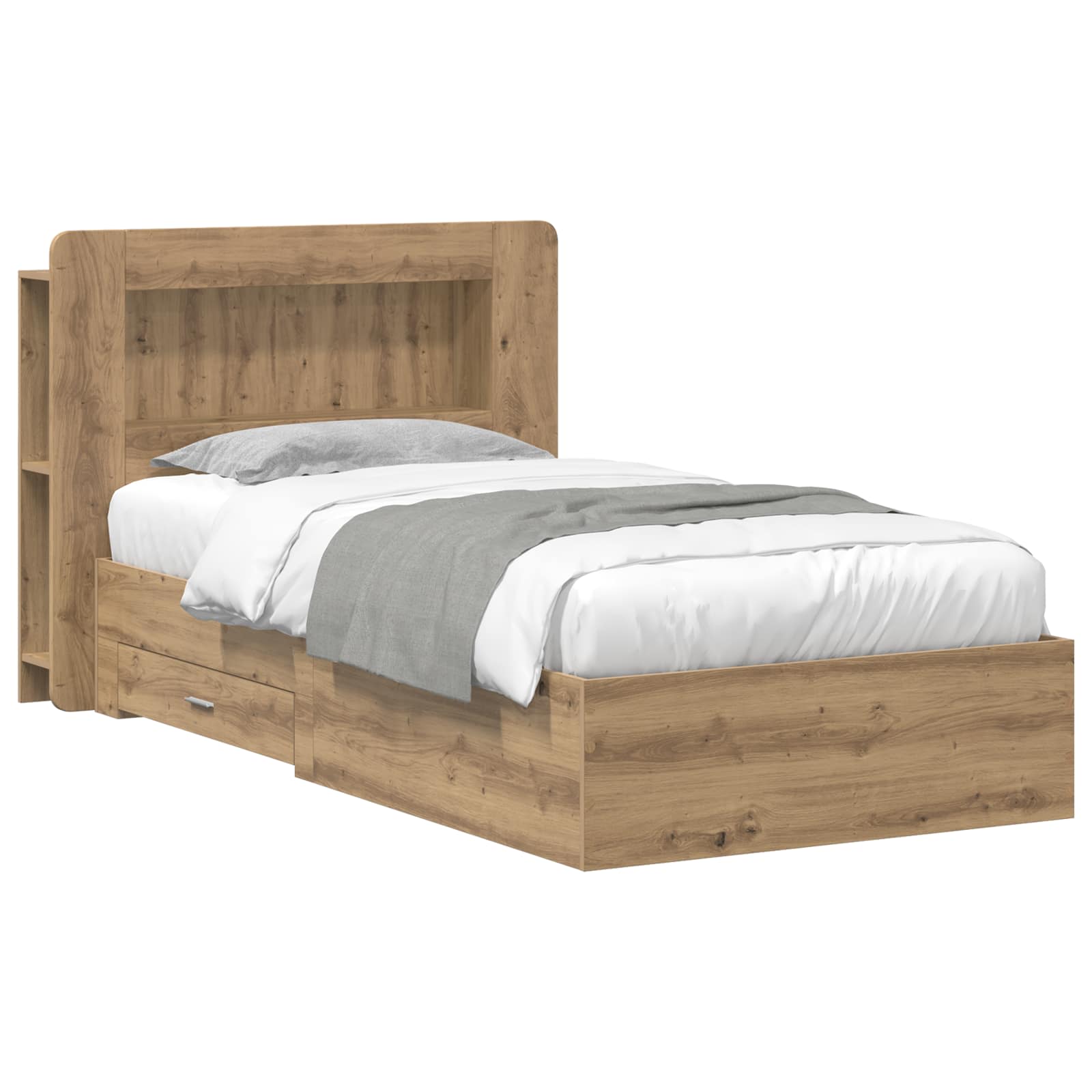 vidaXL Bedframe met opbergruimte en hoofdbord Zwart 180 x 200 cm