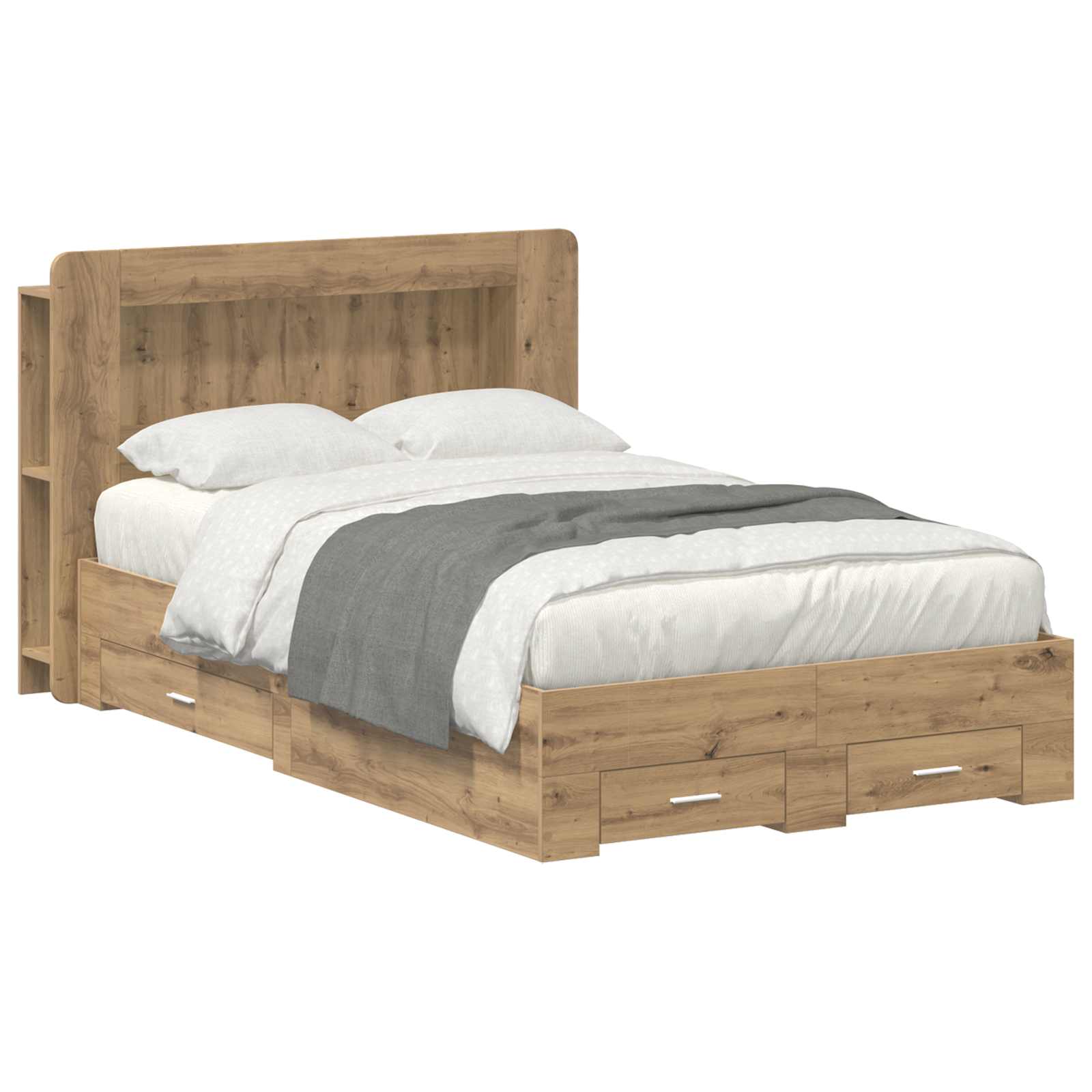 vidaXL Bedframe met opbergruimte en hoofdbord Zwart 180 x 200 cm