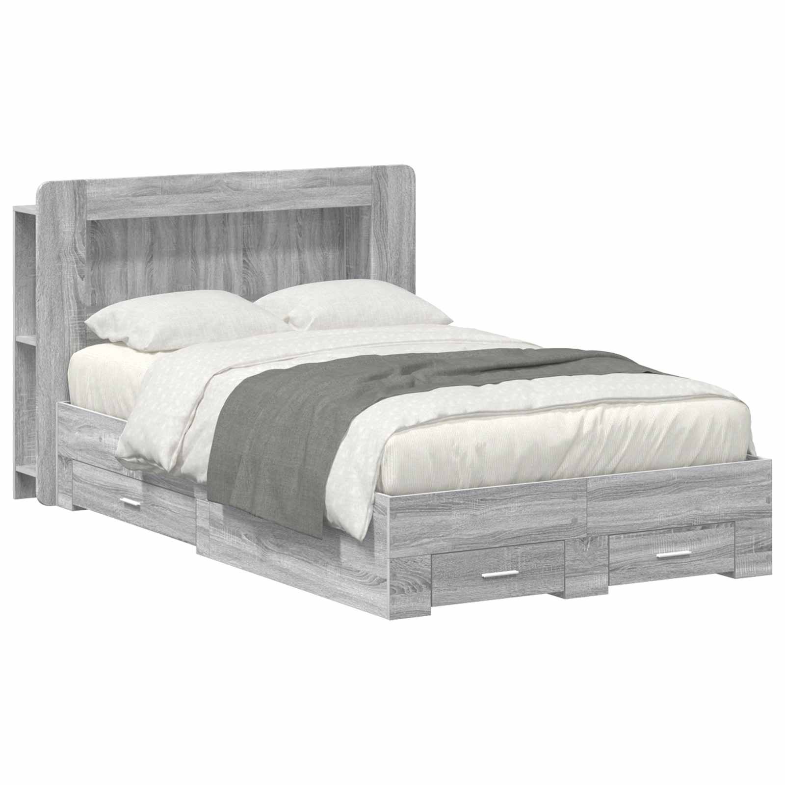 vidaXL Bedframe met opbergruimte en hoofdbord Zwart 180 x 200 cm