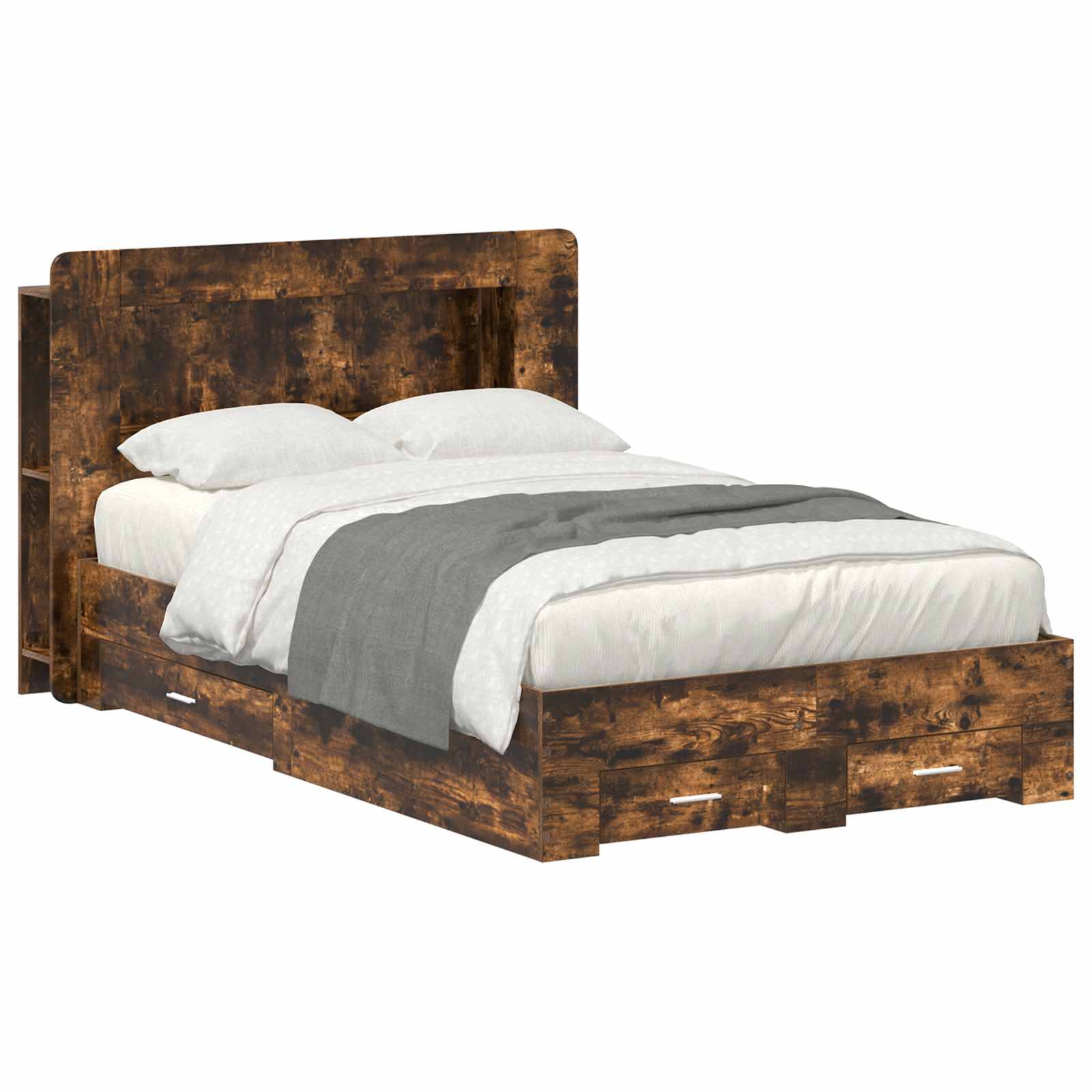 vidaXL Bedframe met opbergruimte en hoofdbord Zwart 180 x 200 cm