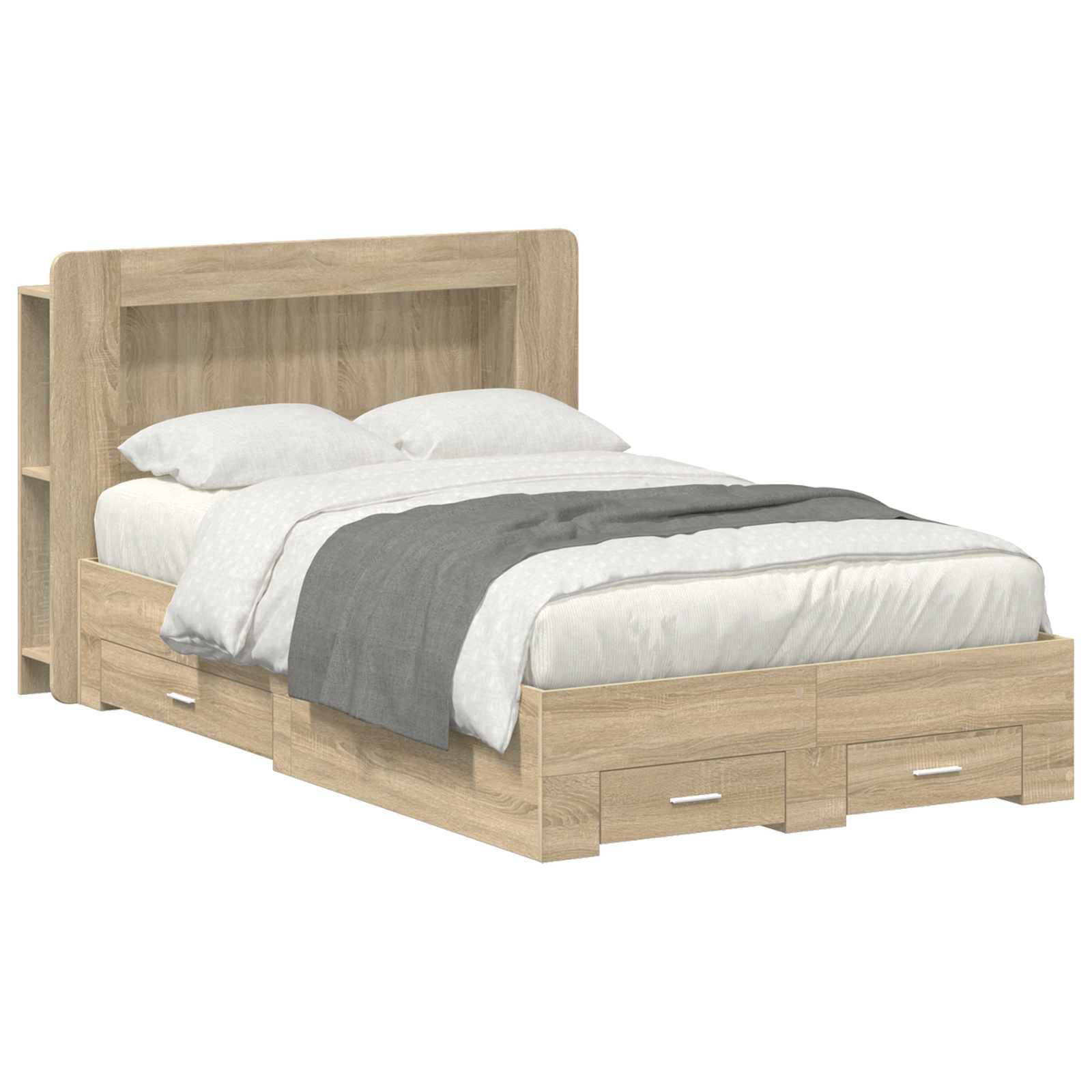 vidaXL Bedframe met opbergruimte en hoofdbord Zwart 180 x 200 cm