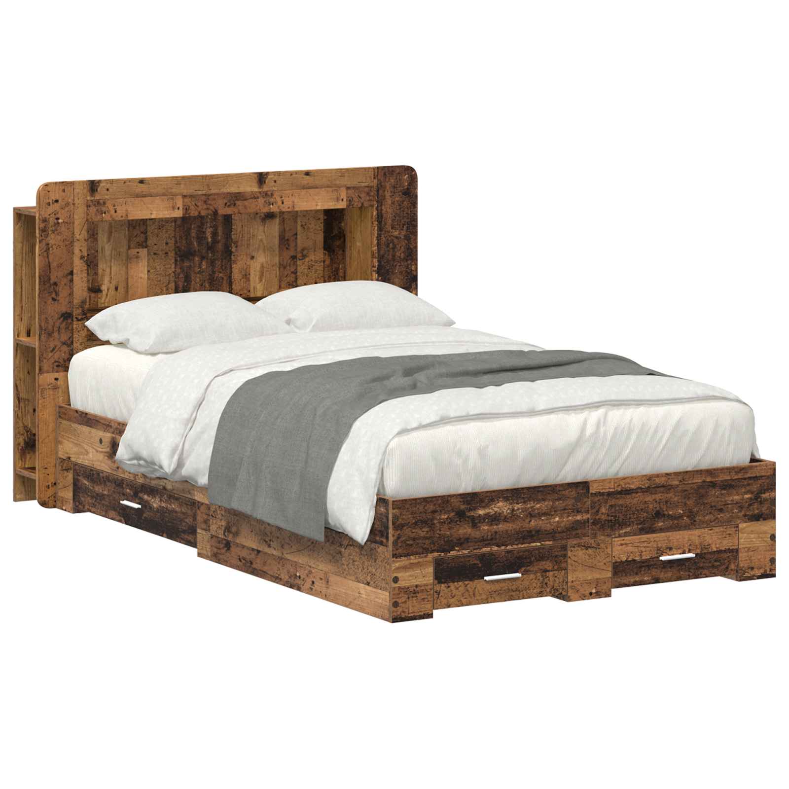 vidaXL Bedframe met opbergruimte en hoofdbord Zwart 180 x 200 cm