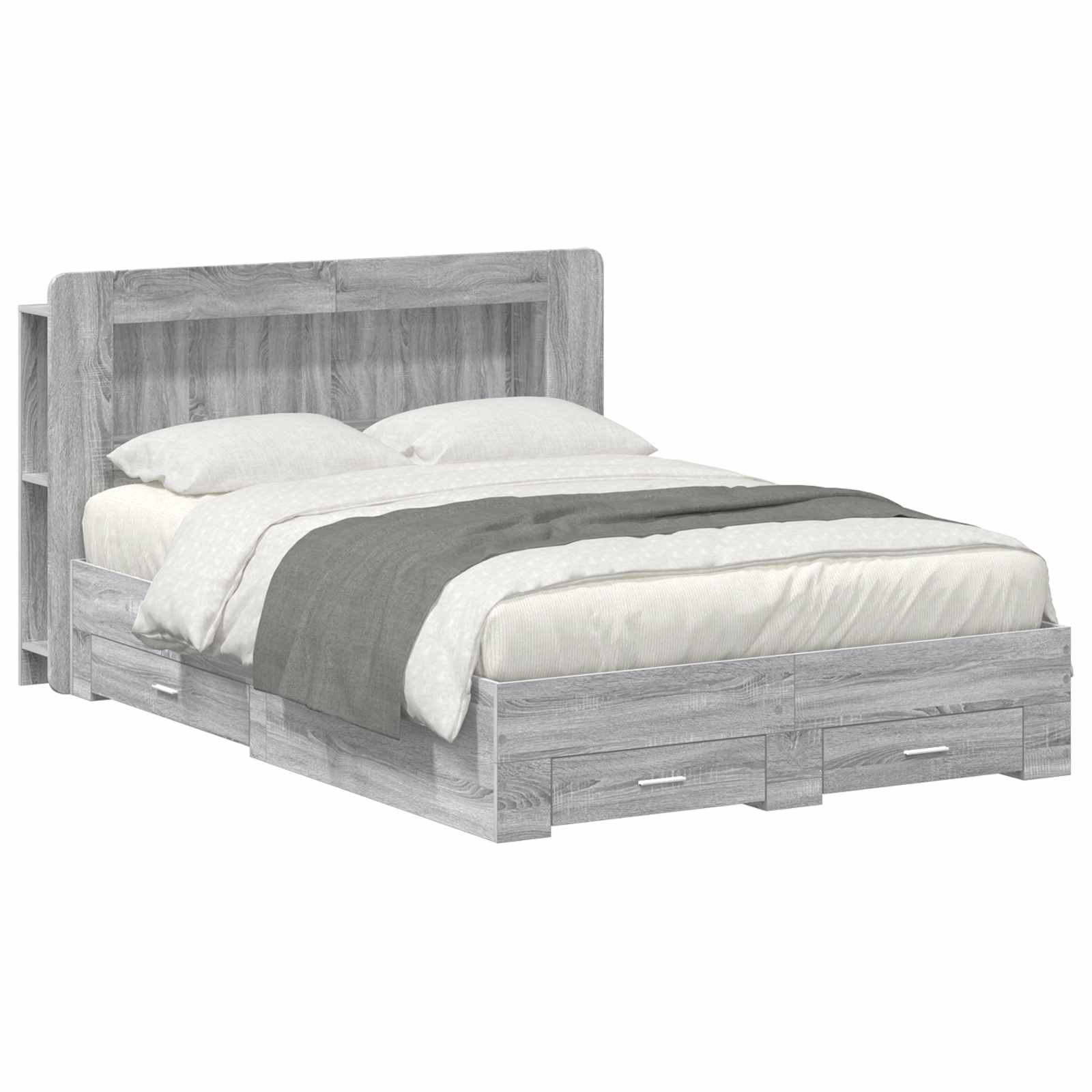 vidaXL Bedframe met opbergruimte en hoofdbord Zwart 180 x 200 cm