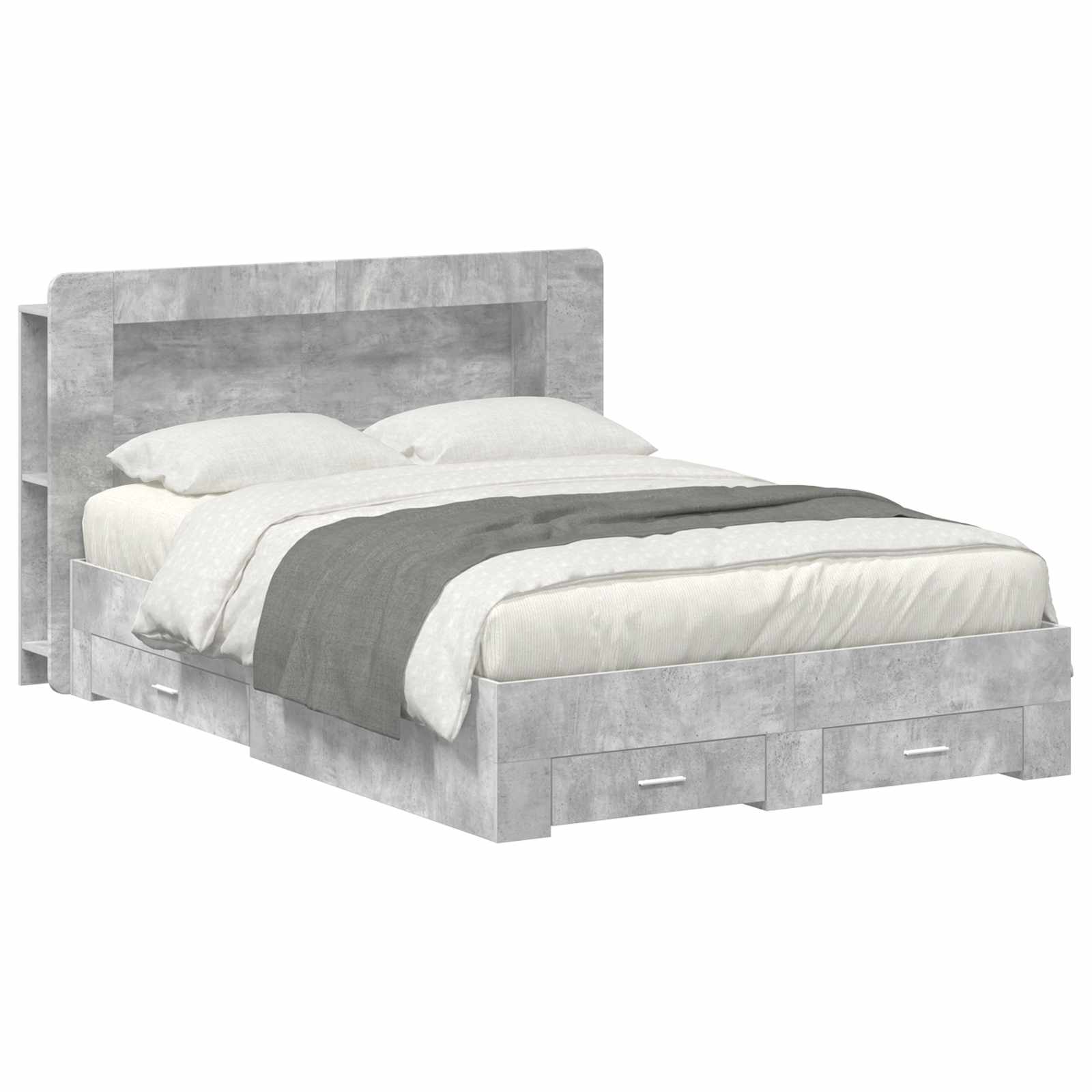 vidaXL Bedframe met opbergruimte en hoofdbord Zwart 180 x 200 cm