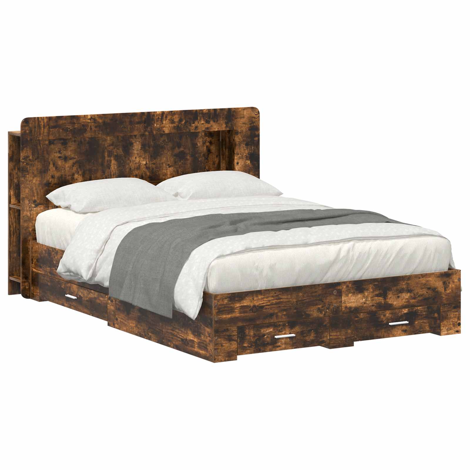 vidaXL Bedframe met opbergruimte en hoofdbord Zwart 180 x 200 cm