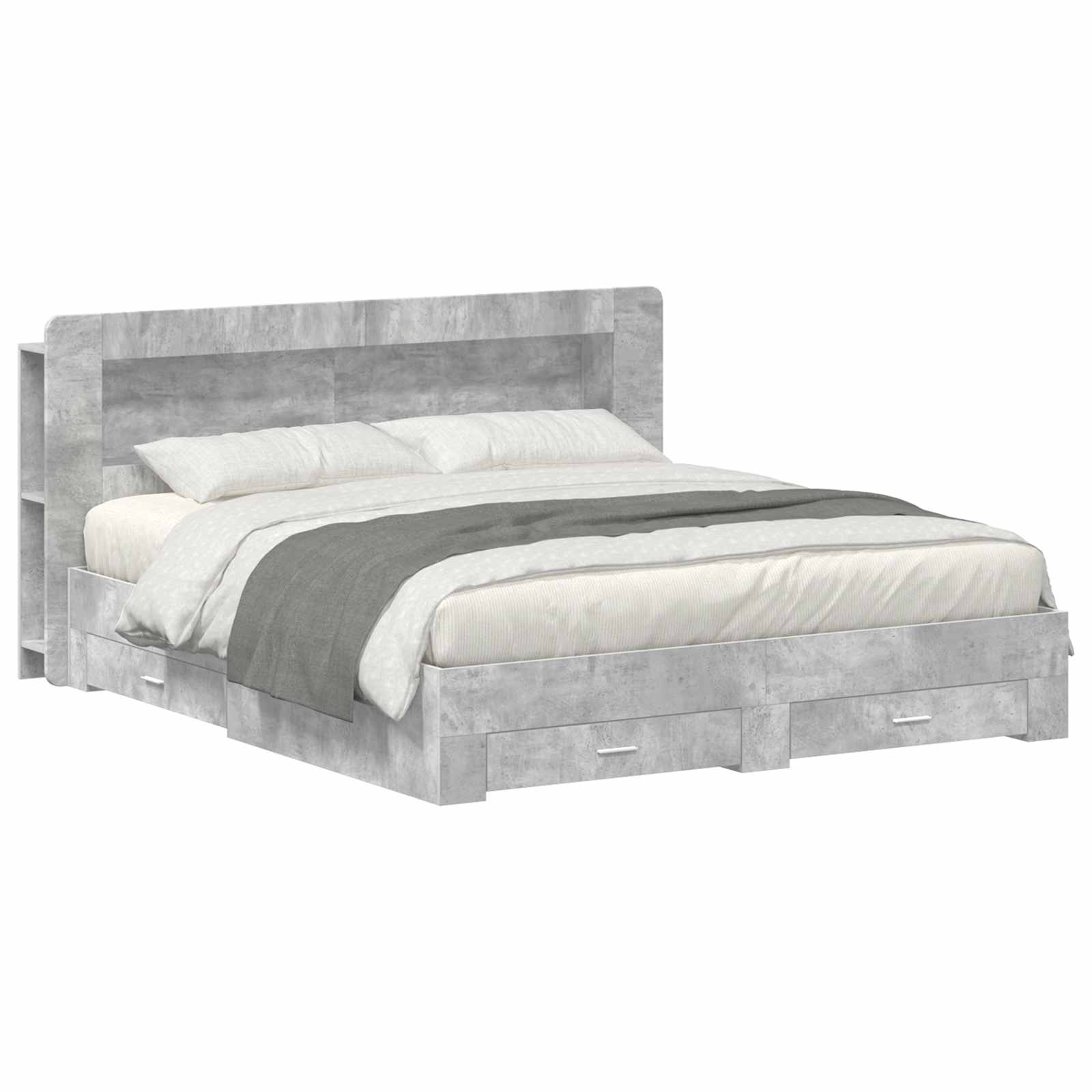 vidaXL Bedframe met opbergruimte en hoofdbord Zwart 180 x 200 cm