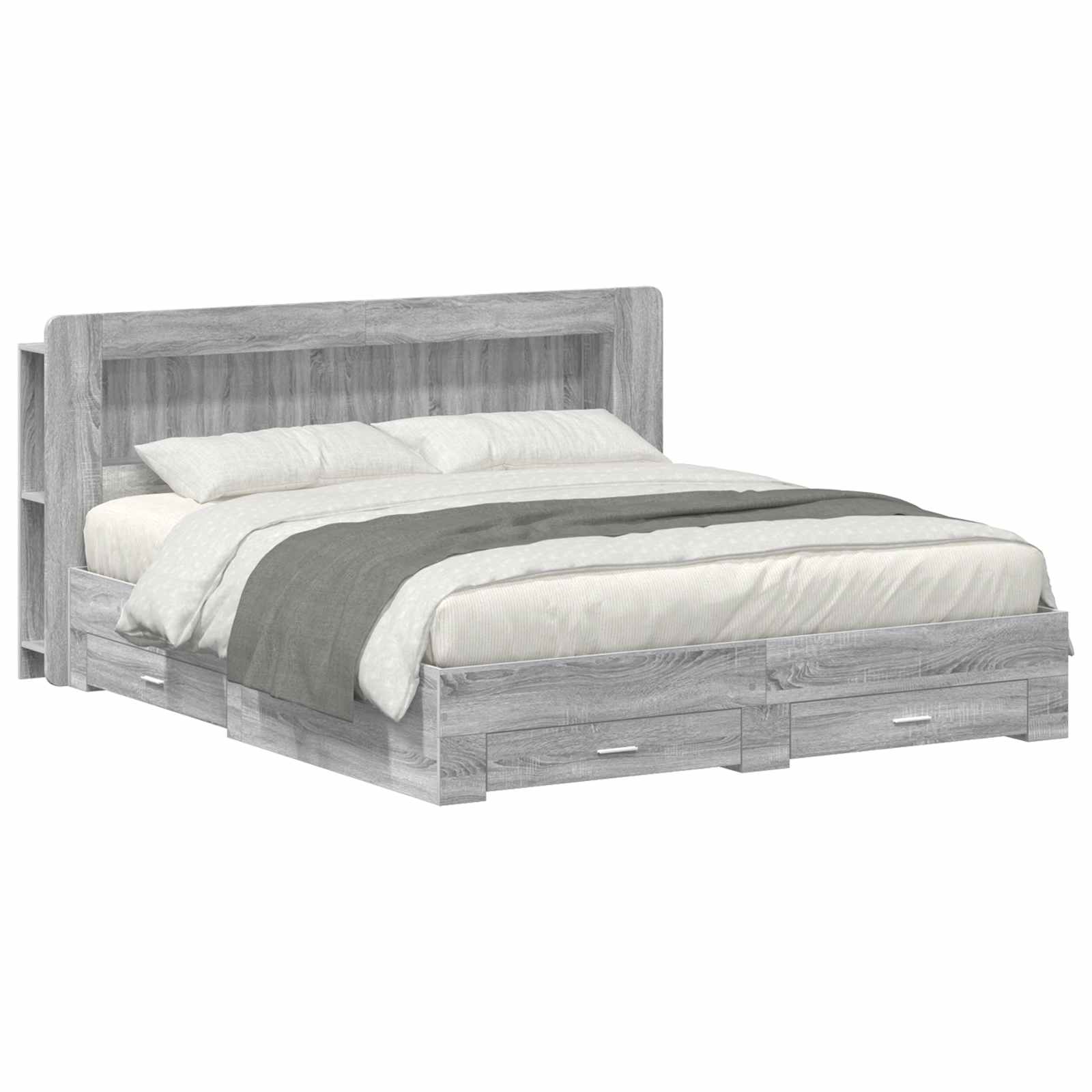 vidaXL Bedframe met opbergruimte en hoofdbord Zwart 180 x 200 cm