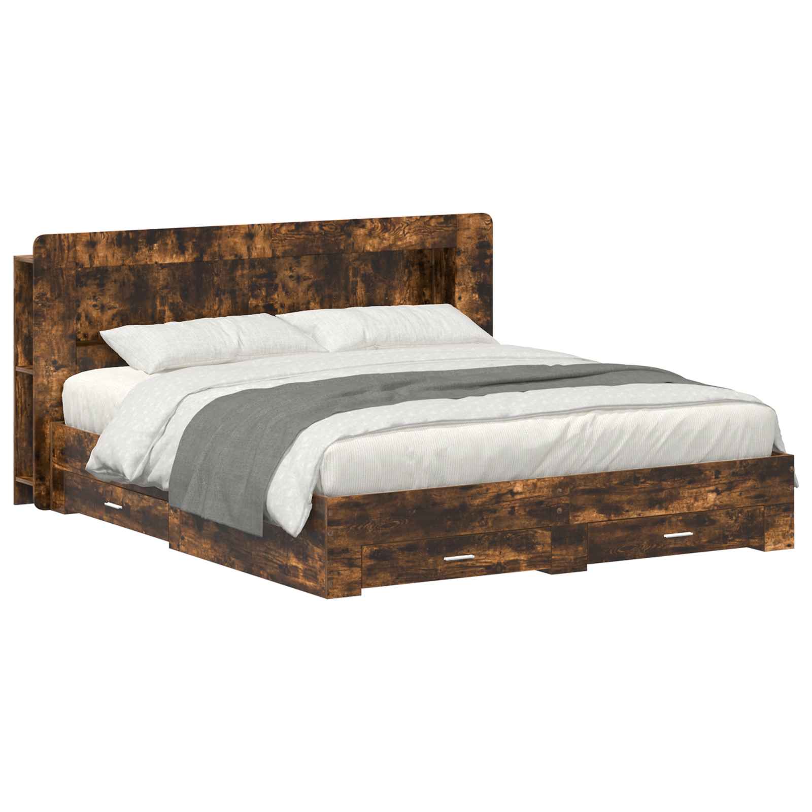 vidaXL Bedframe met opbergruimte en hoofdbord Zwart 180 x 200 cm